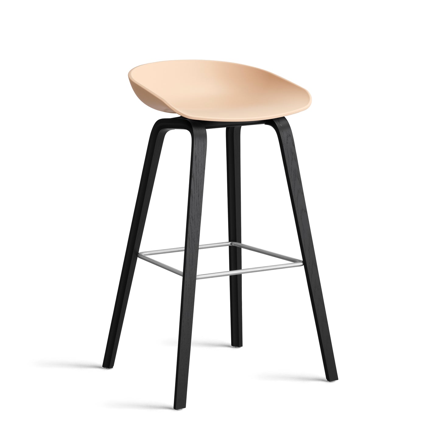 About A Stool Aas 32 by Hay #Polypropylene | Pale Peach/Oak | Black Water-Based Lacquered/Stainless Steel