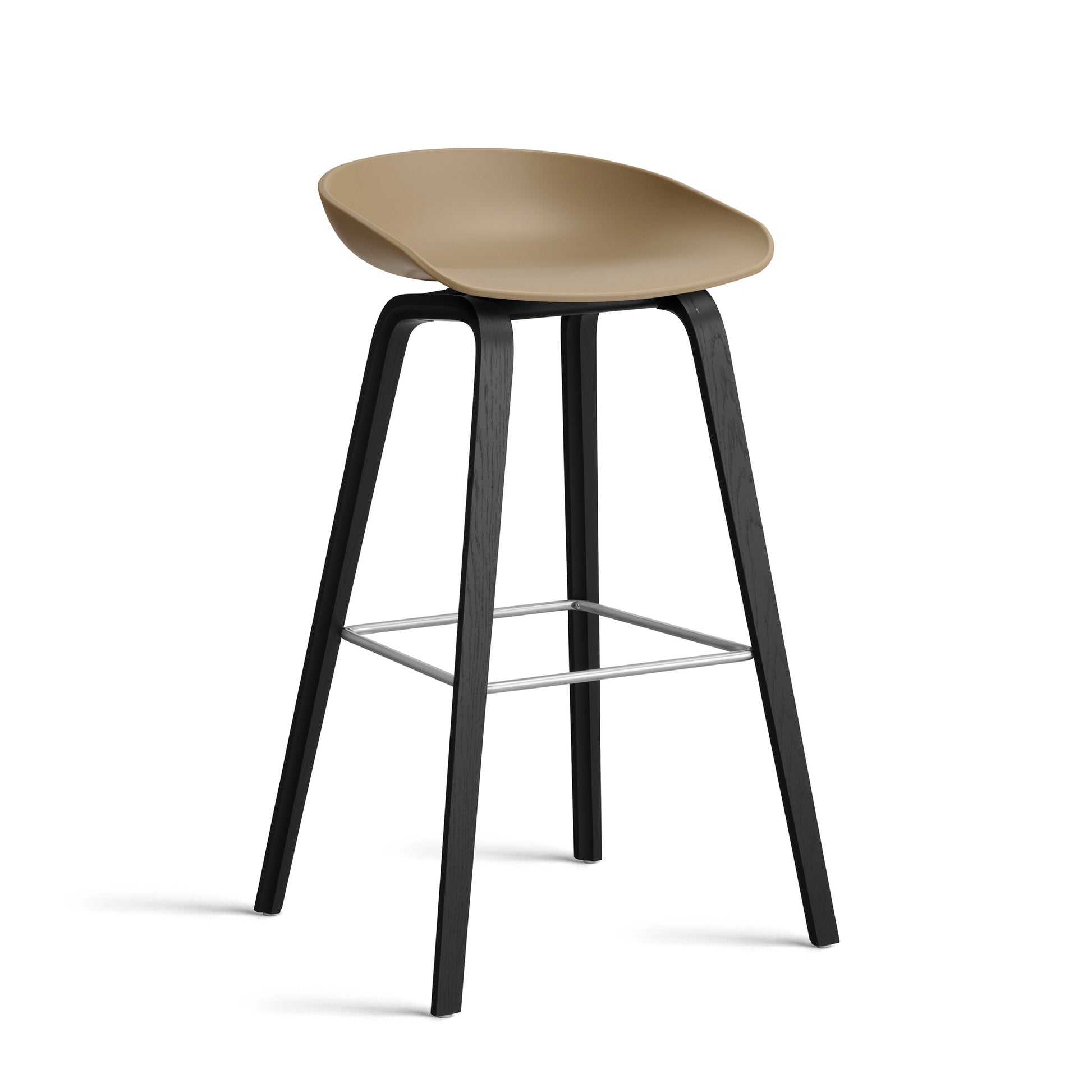 About A Stool Aas 32 by Hay #Polypropylene | Clay/Oak | Black Water-Based Lacquered/Stainless Steel