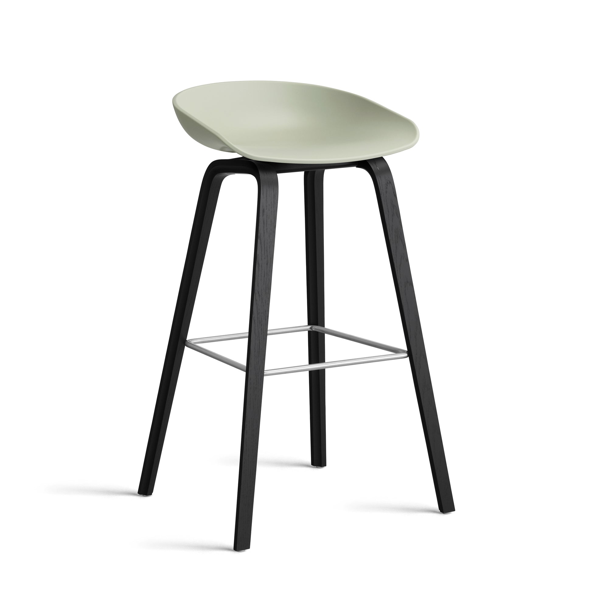 About A Stool Aas 32 by Hay #Polypropylene | Pastel Green/Oak | Black Water-Based Lacquered/Stainless Steel