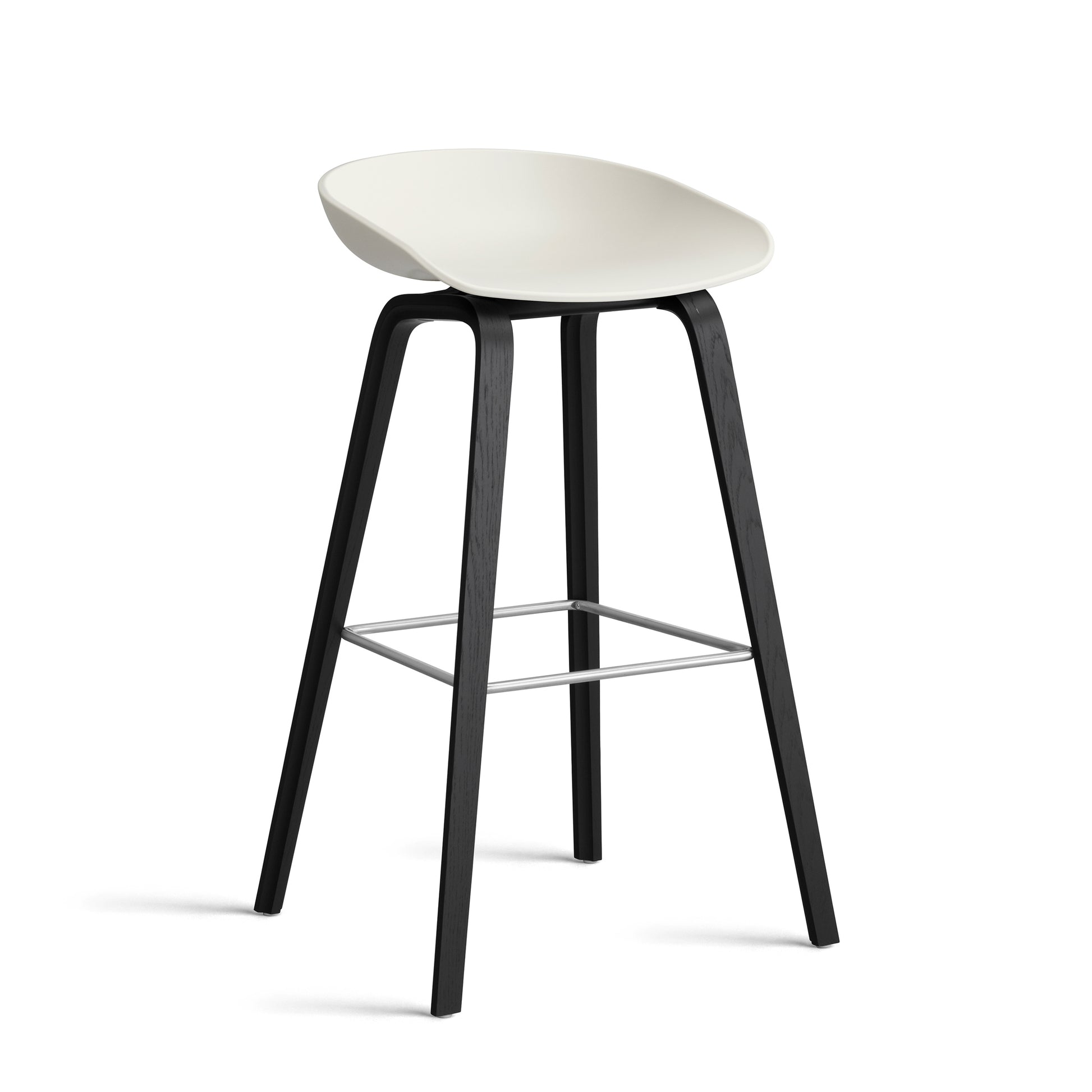 About A Stool Aas 32 by Hay #Polypropylene | Melange Cream/Oak | Black Water-Based Lacquered/Stainless Steel