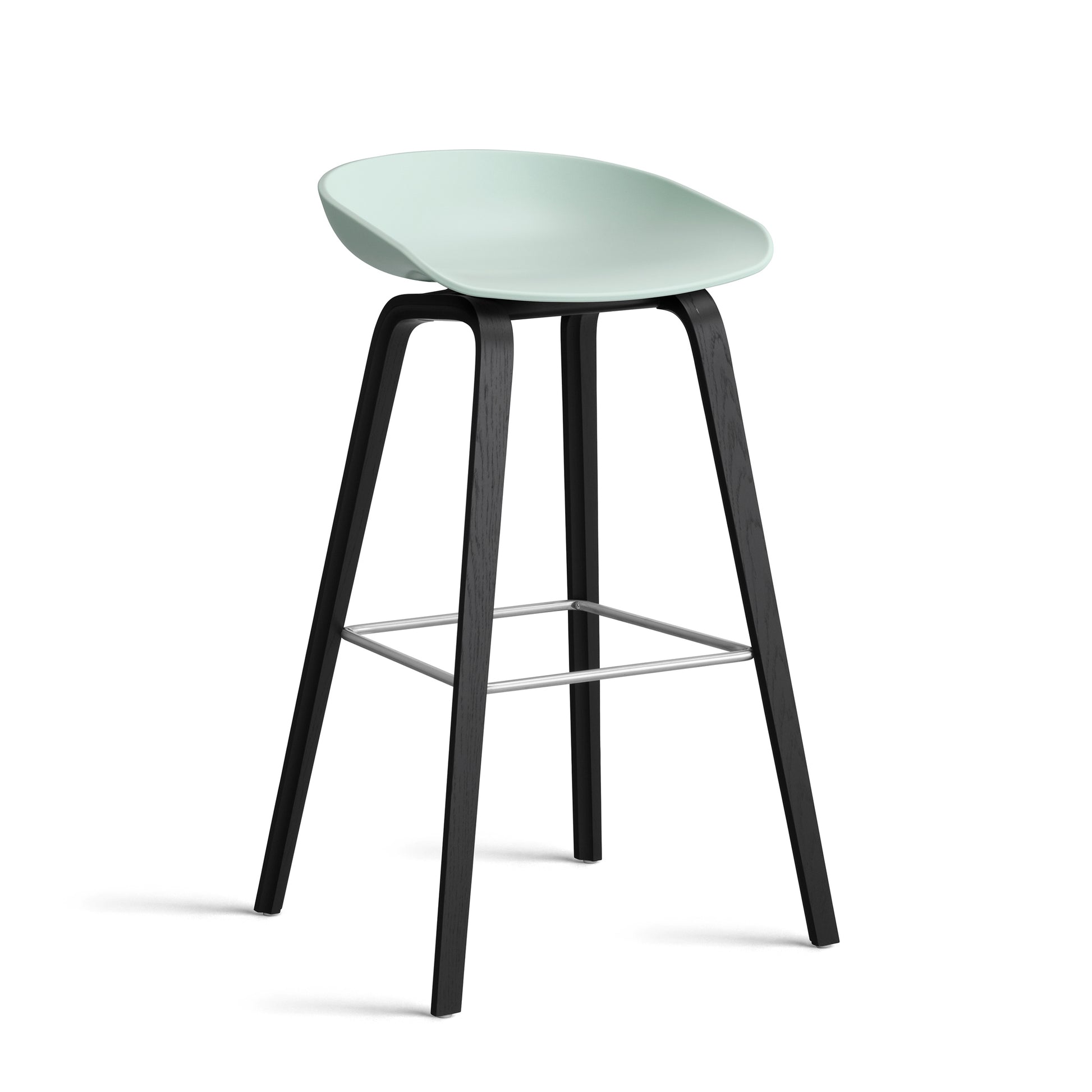 About A Stool Aas 32 by Hay #Polypropylene | Dusty Blue/Oak | Black Water-Based Lacquered/Stainless Steel