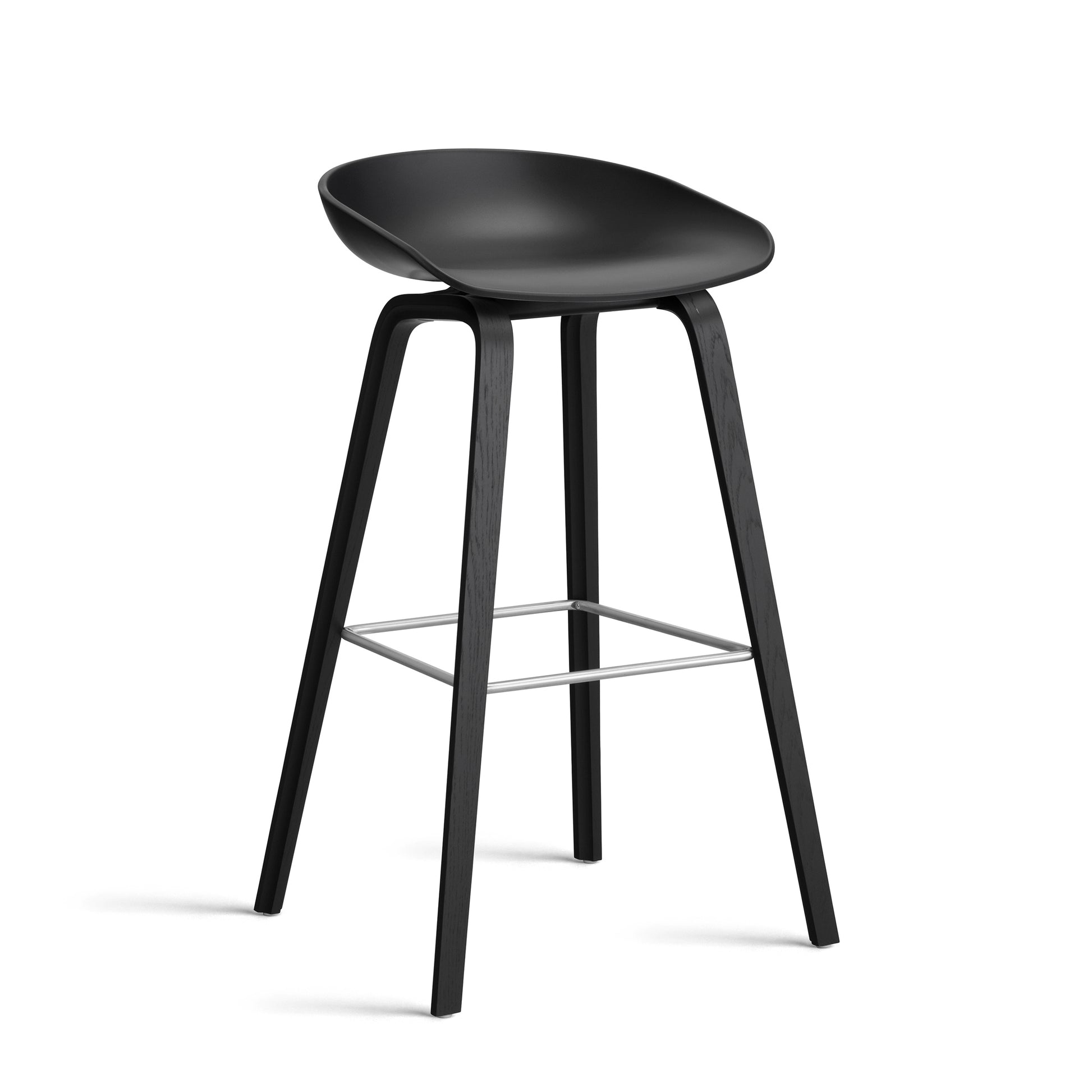 About A Stool Aas 32 by Hay #Polypropylene | Black/Oak | Black Water-Based Lacquered/Stainless Steel