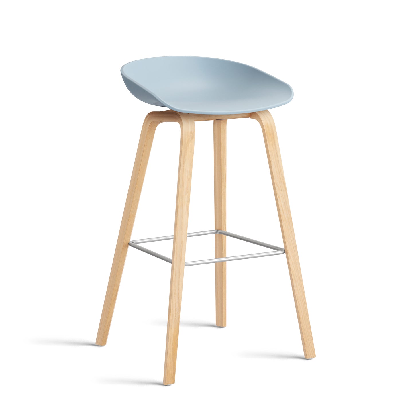 About A Stool Aas 32 by Hay #Polypropylene | Slate Blue/Oak | Soaped/Stainless Steel