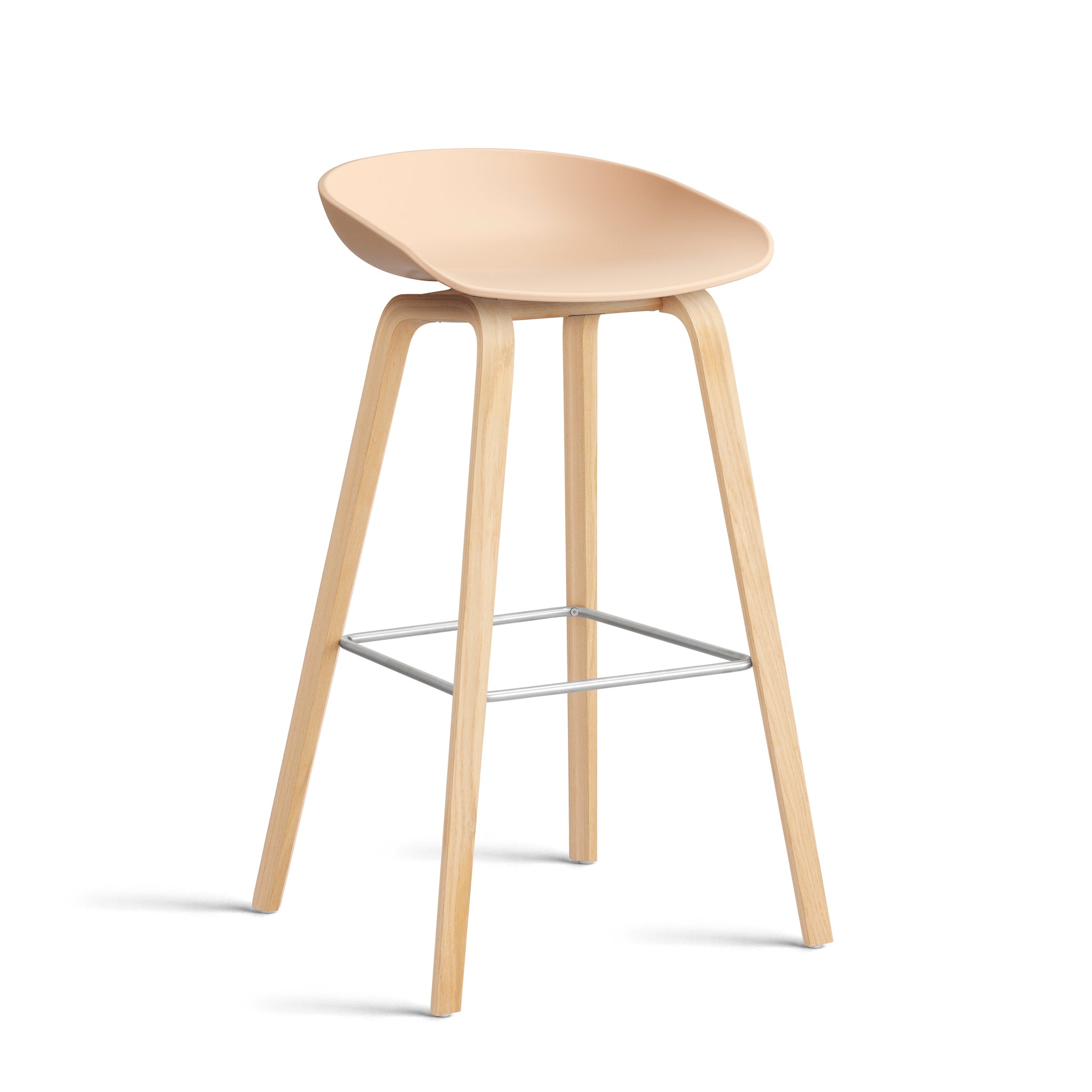 About A Stool Aas 32 by Hay #Polypropylene | Pale Peach/Oak | Soaped/Stainless Steel