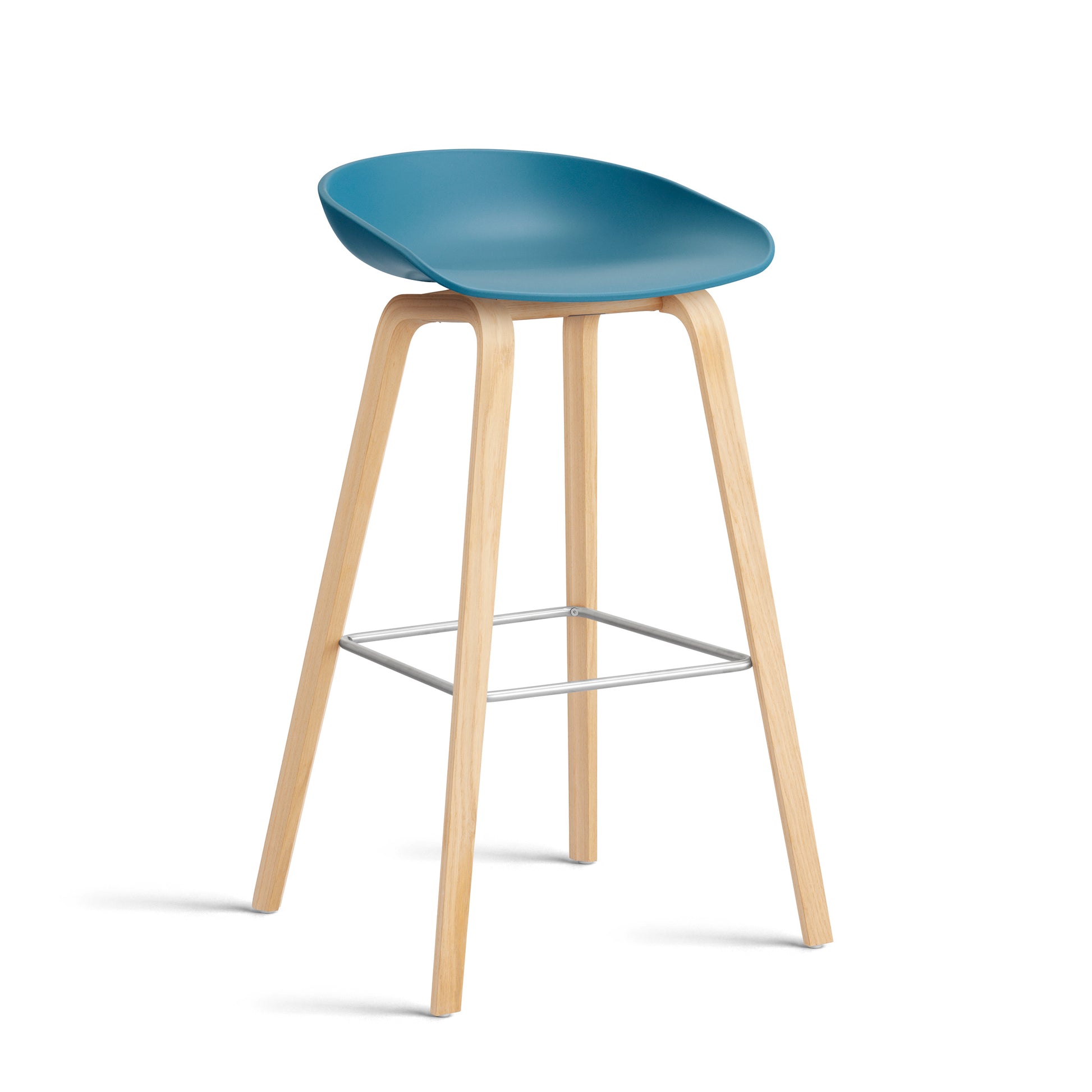 About A Stool Aas 32 by Hay #Polypropylene | Azure Blue/Oak | Soaped/Stainless Steel