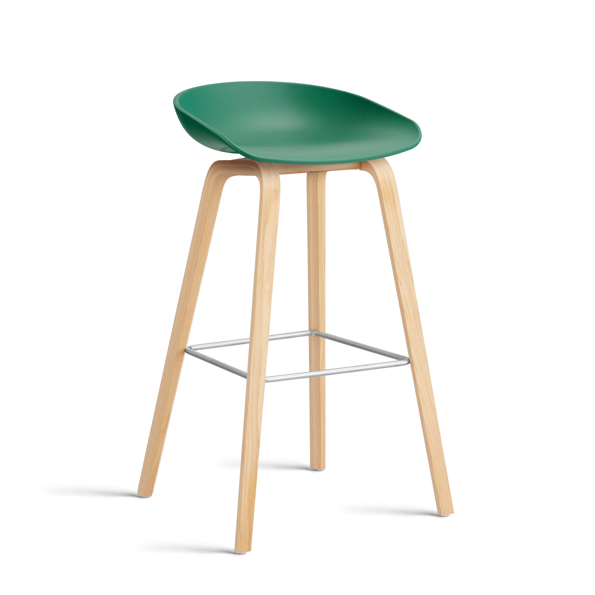 About A Stool Aas 32 by Hay #Polypropylene | Teal Green/Oak | Soaped/Stainless Steel