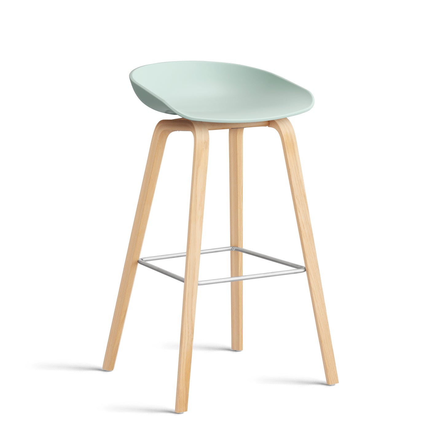 About A Stool Aas 32 by Hay #Polypropylene | Dusty Mint/Oak | Soaped/Stainless Steel