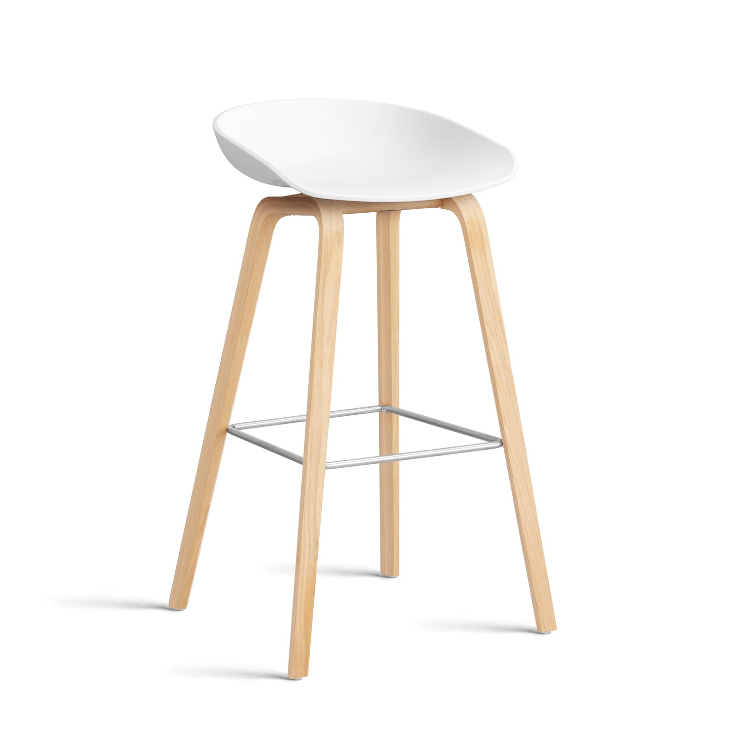 About A Stool Aas 32 by Hay #Polypropylene | White/Oak | Soaped/Stainless Steel