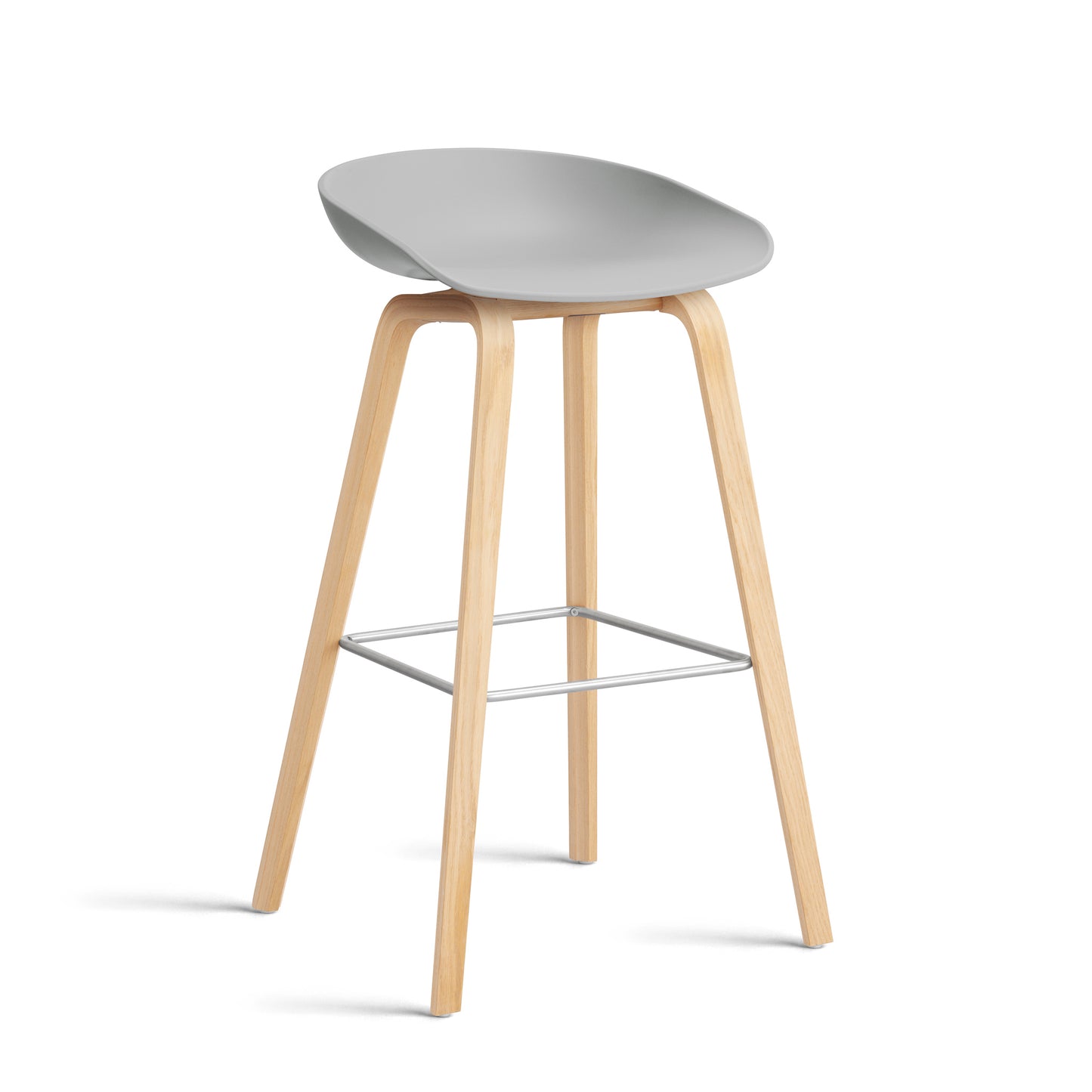 About A Stool Aas 32 by Hay #Polypropylene | Concrete Grey/Oak | Soaped/Stainless Steel