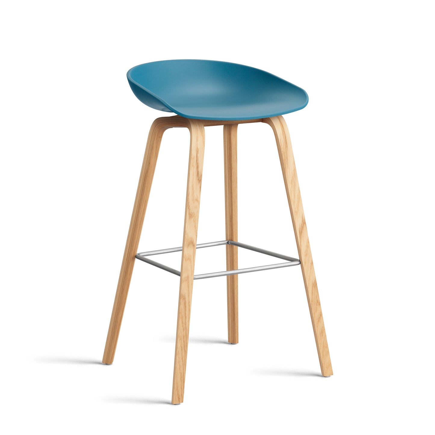 About A Stool Aas 32 by Hay #Polypropylene | Azure Blue/Oak | Water-Based Lacquered/Stainless Steel