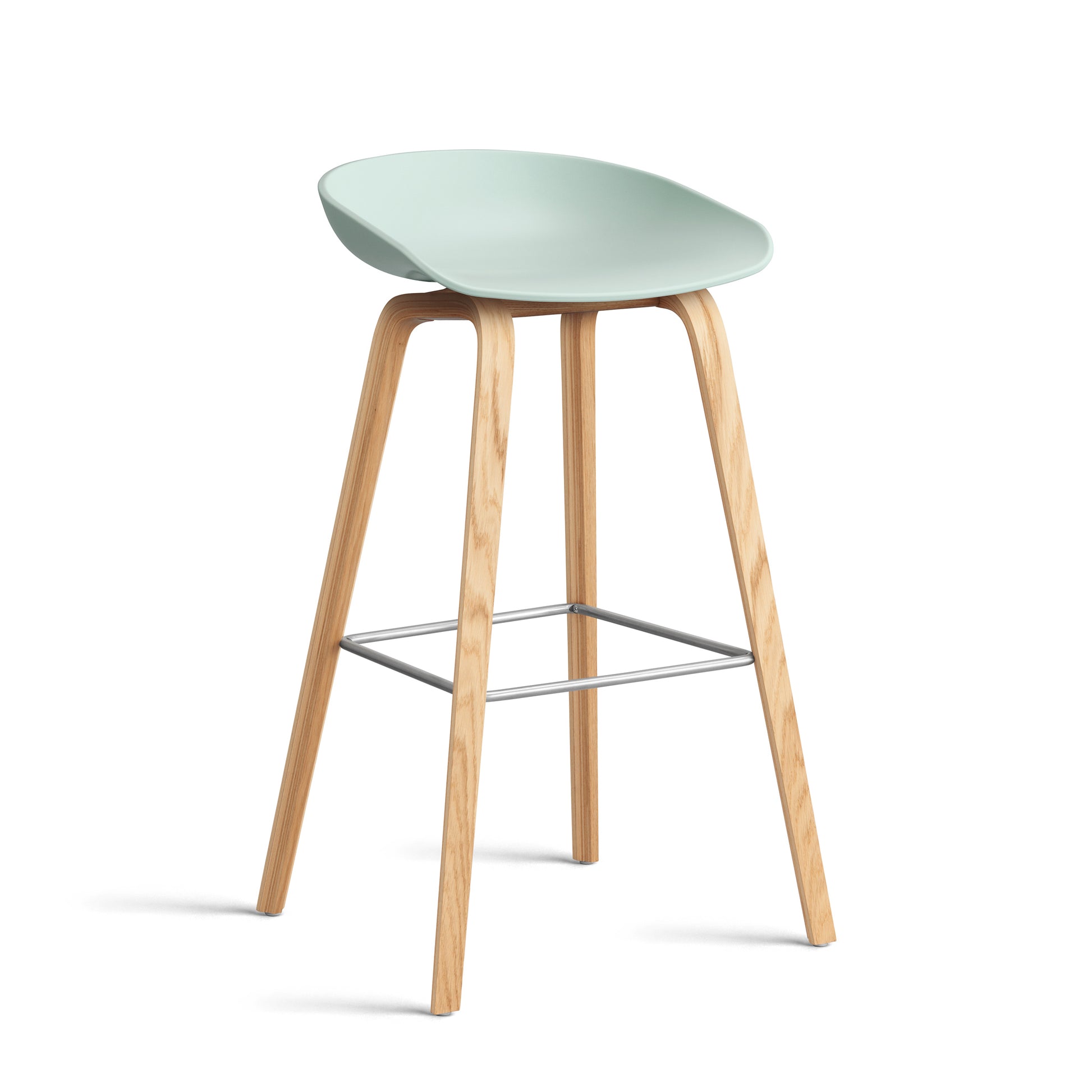 About A Stool Aas 32 by Hay #Polypropylene | Dusty Mint/Oak | Water-Based Lacquered/Stainless Steel