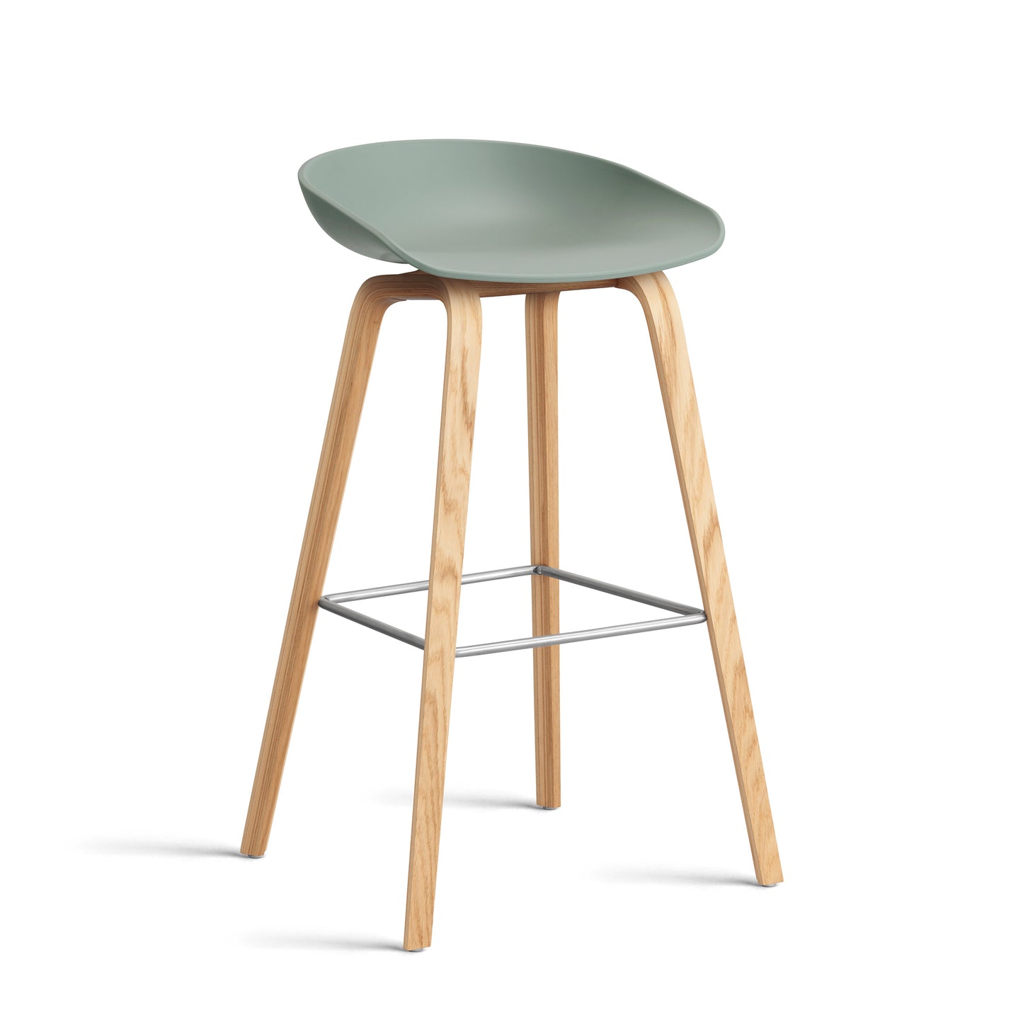 About A Stool Aas 32 by Hay #Polypropylene | Fall Green/Oak | Water-Based Lacquered/Stainless Steel