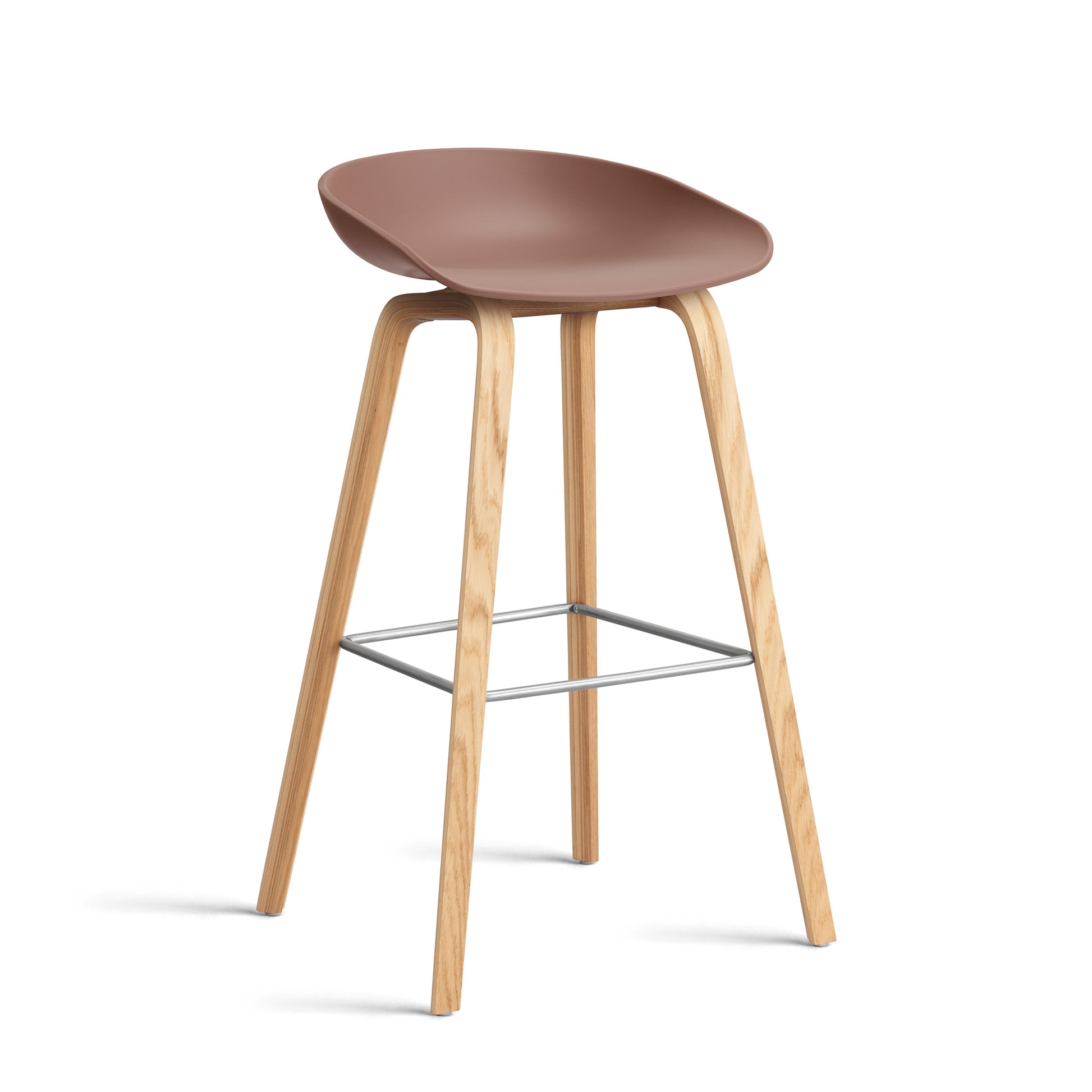 About A Stool Aas 32 by Hay #Polypropylene | Soft Brick/Oak | Water-Based Lacquered/Stainless Steel