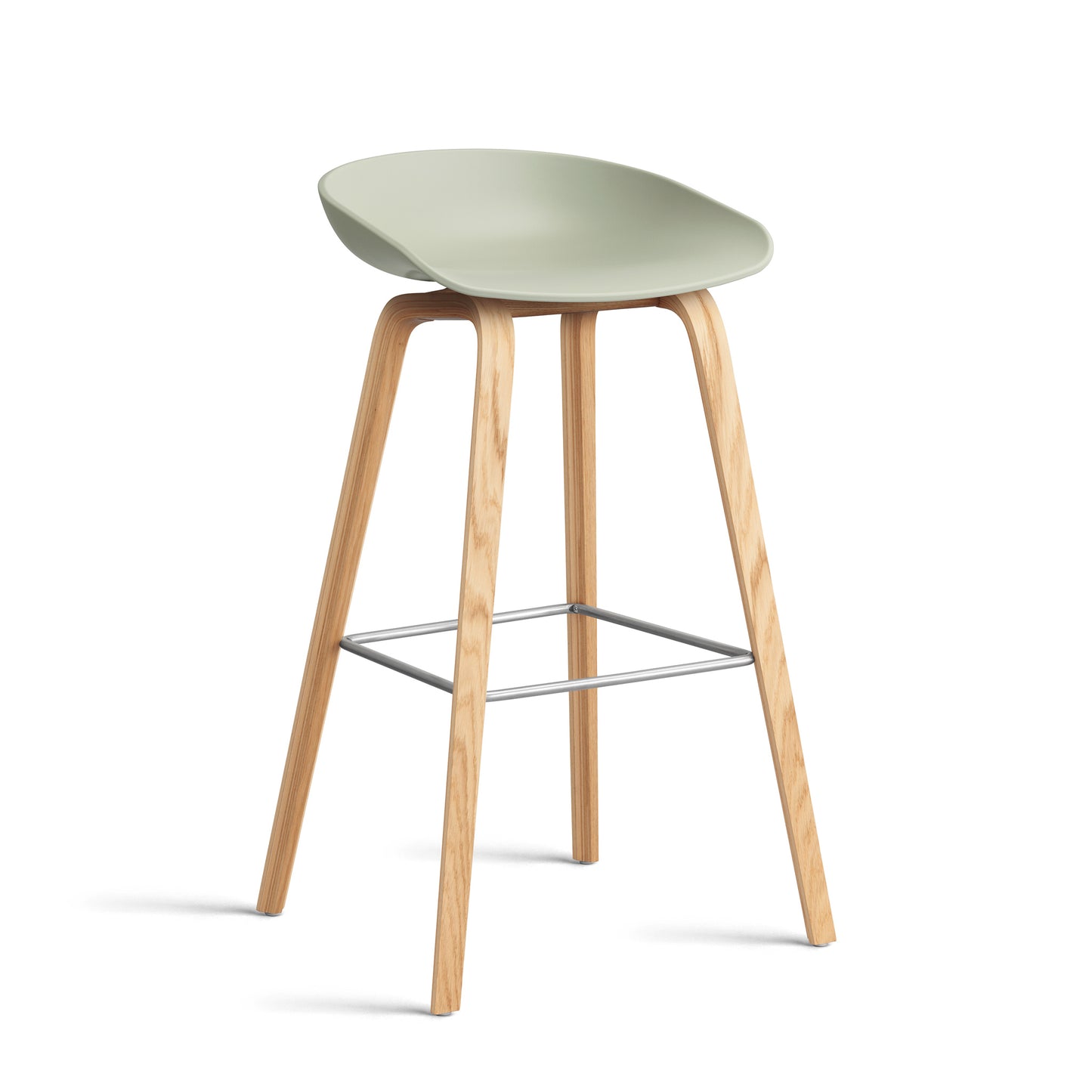 About A Stool Aas 32 by Hay #Polypropylene | Pastel Green/Oak | Water-Based Lacquered/Stainless Steel