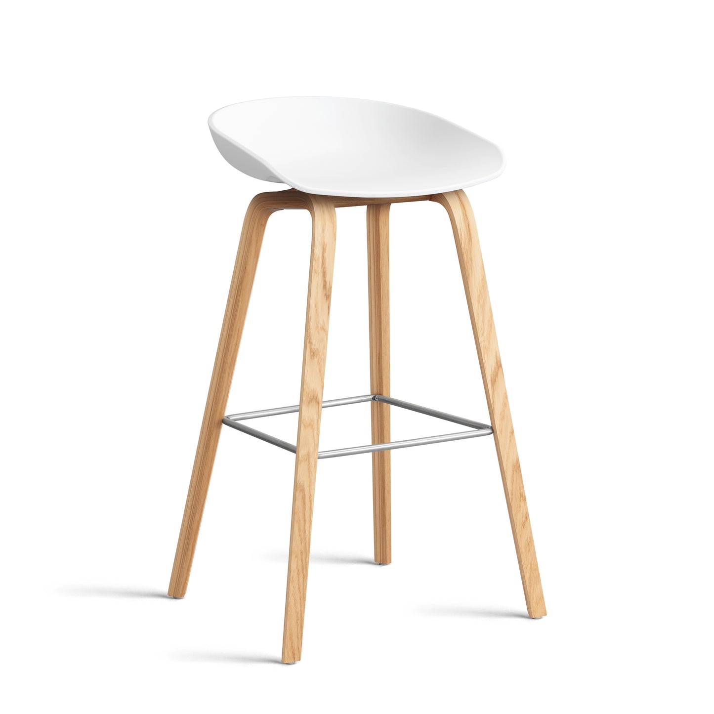 About A Stool Aas 32 by Hay #Polypropylene | White/Oak | Water-Based Lacquered/Stainless Steel