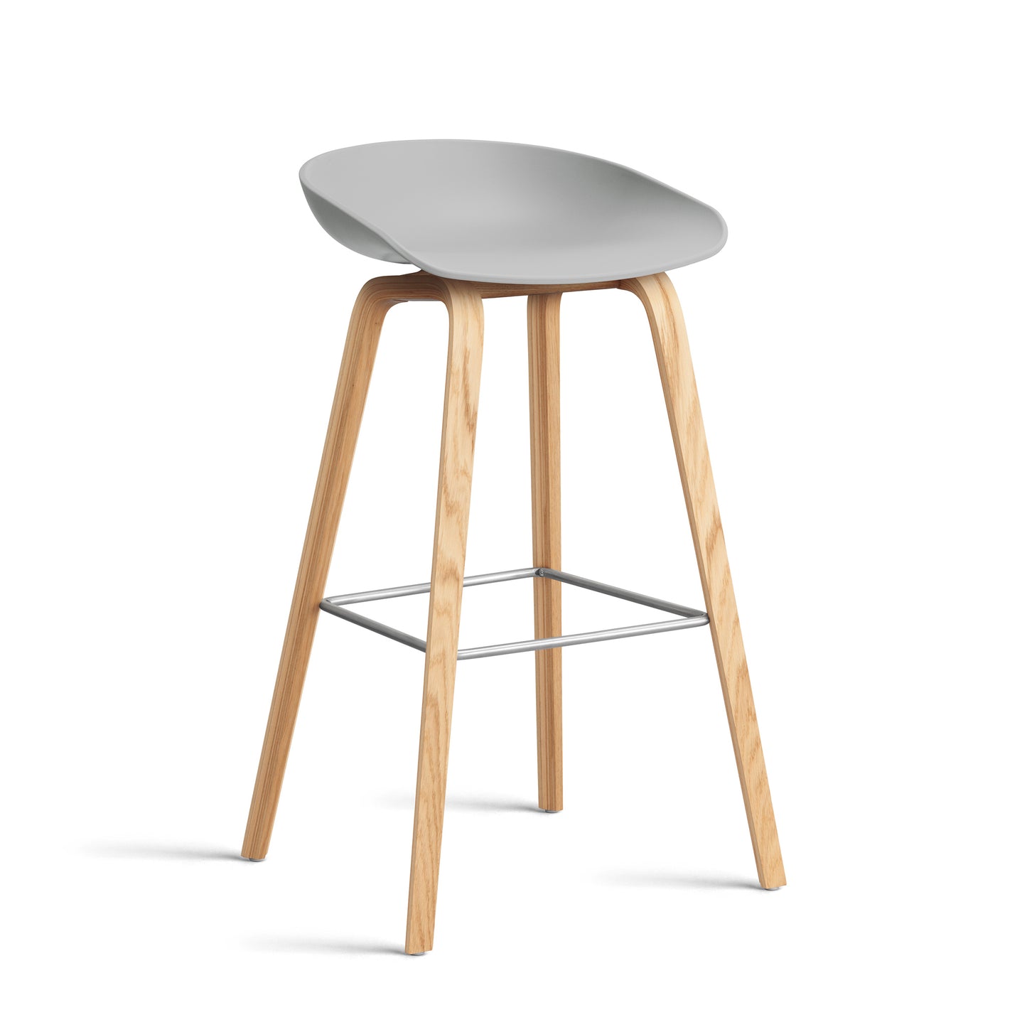 About A Stool Aas 32 by Hay #Polypropylene | Concrete Grey/Oak | Water-Based Lacquered/Stainless Steel