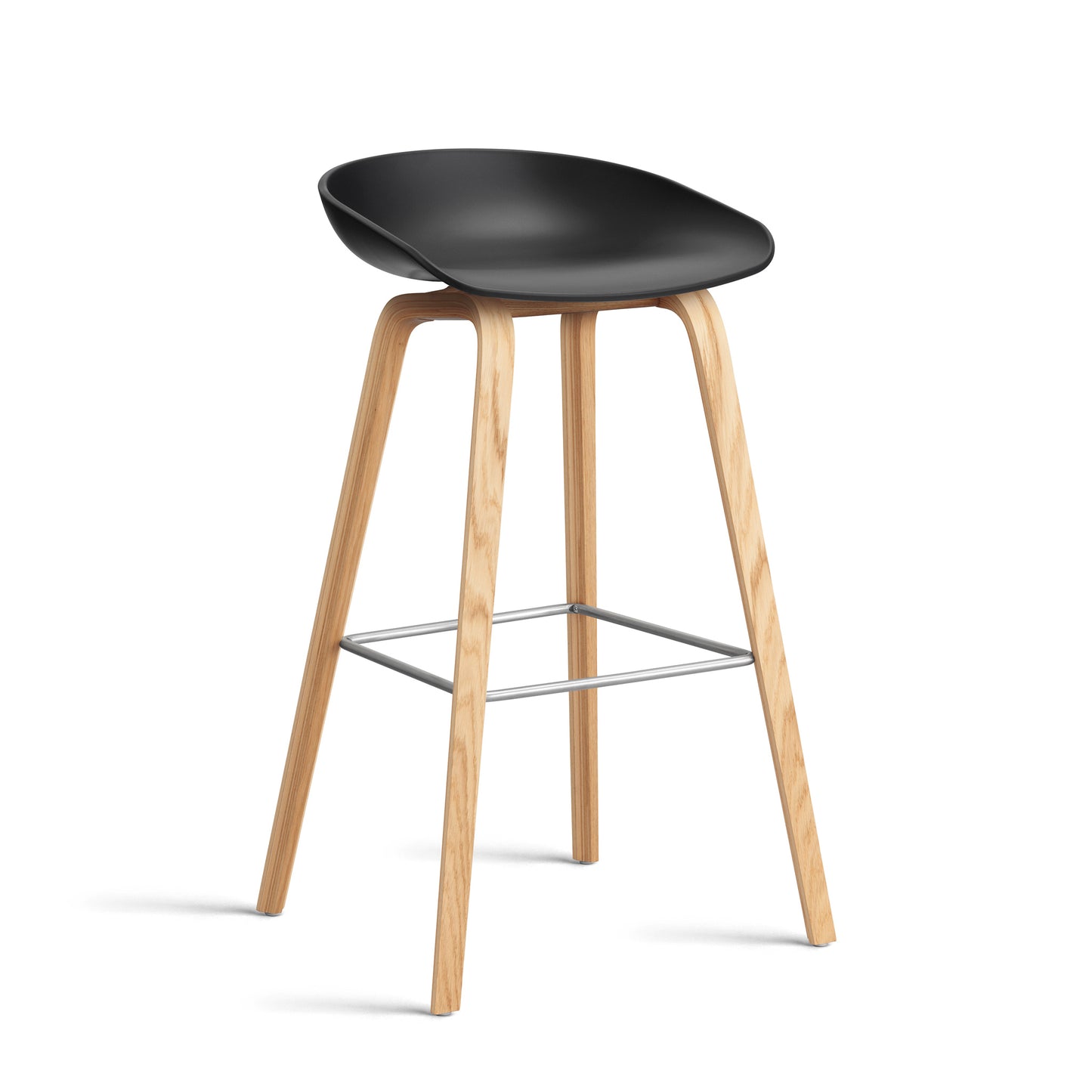 About A Stool Aas 32 by Hay #Polypropylene | Black/Oak | Water-Based Lacquered/Stainless Steel