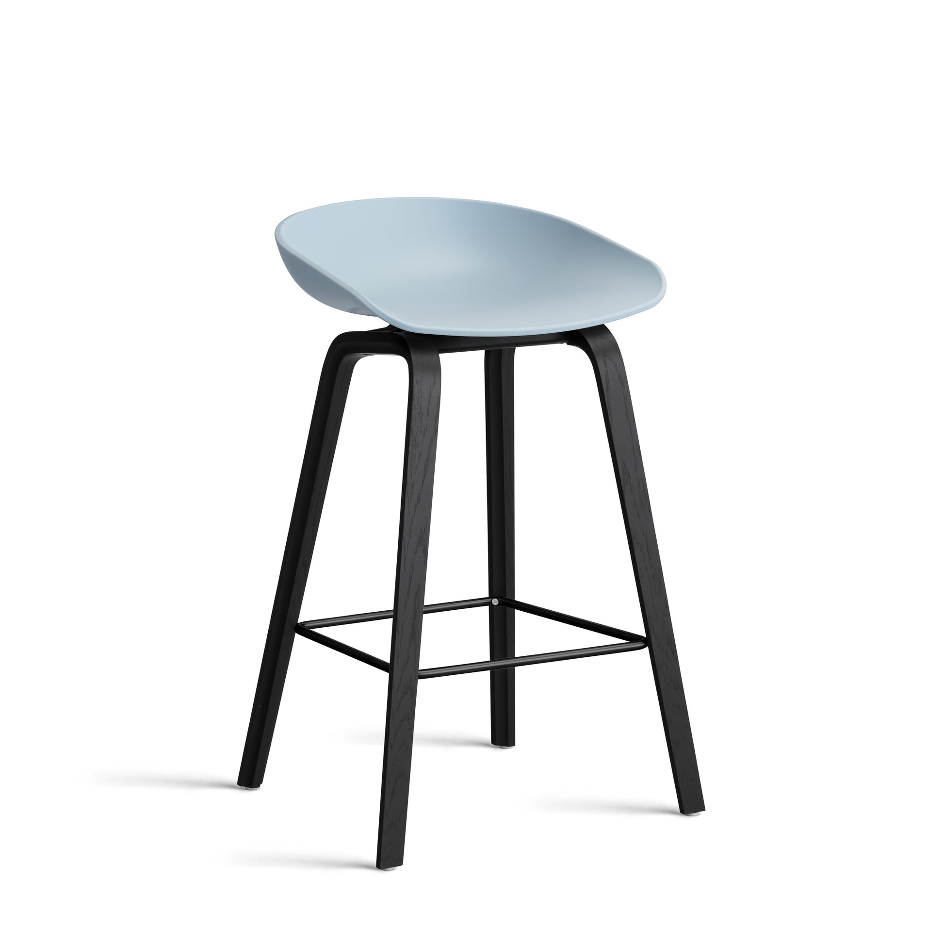 About A Stool Aas 32 by Hay #Polypropylene | Slate Blue/Oak | Black Water-Based Lacquered/Black Powder Coated Steel