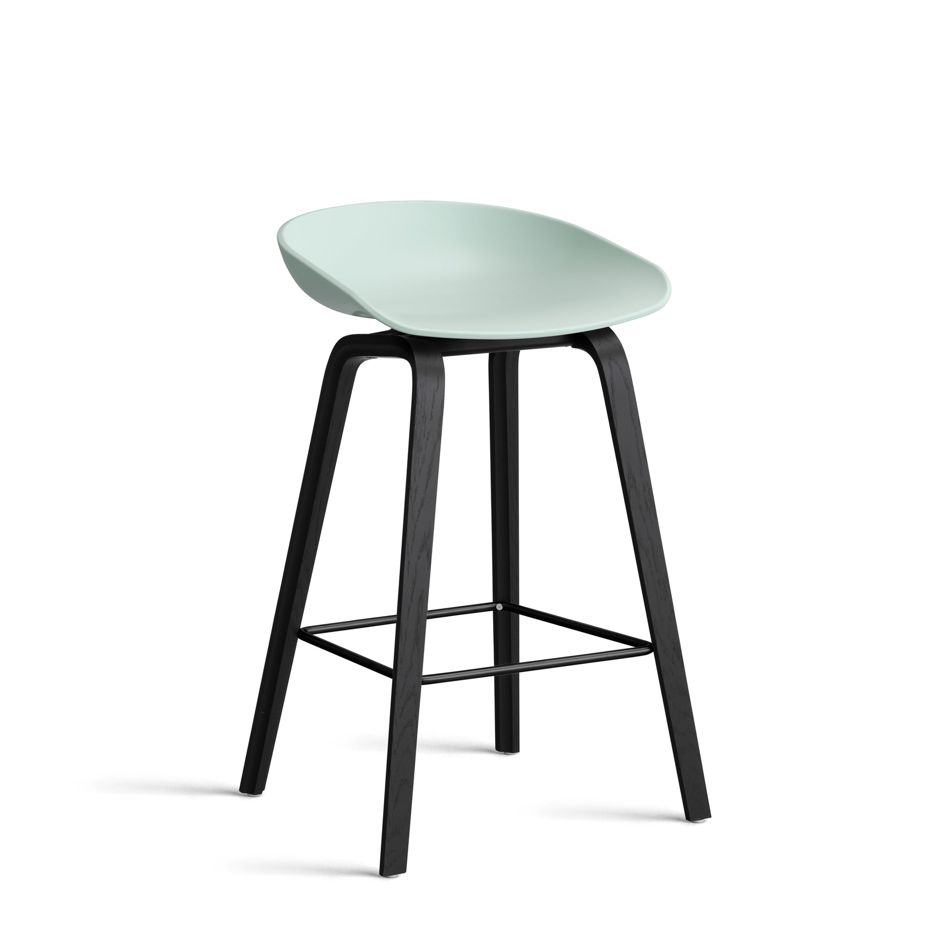 About A Stool Aas 32 by Hay #Polypropylene | Dusty Mint/Oak | Black Water-Based Lacquered/Black Powder Coated Steel