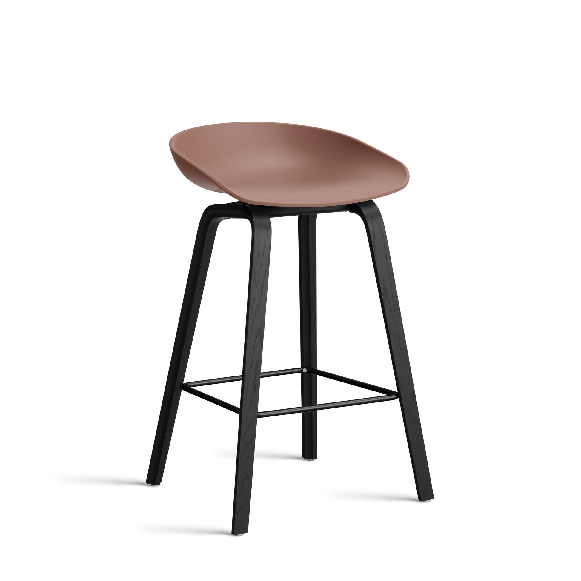 About A Stool Aas 32 by Hay #Polypropylene | Soft Brick/Oak | Black Water-Based Lacquered/Black Powder Coated Steel