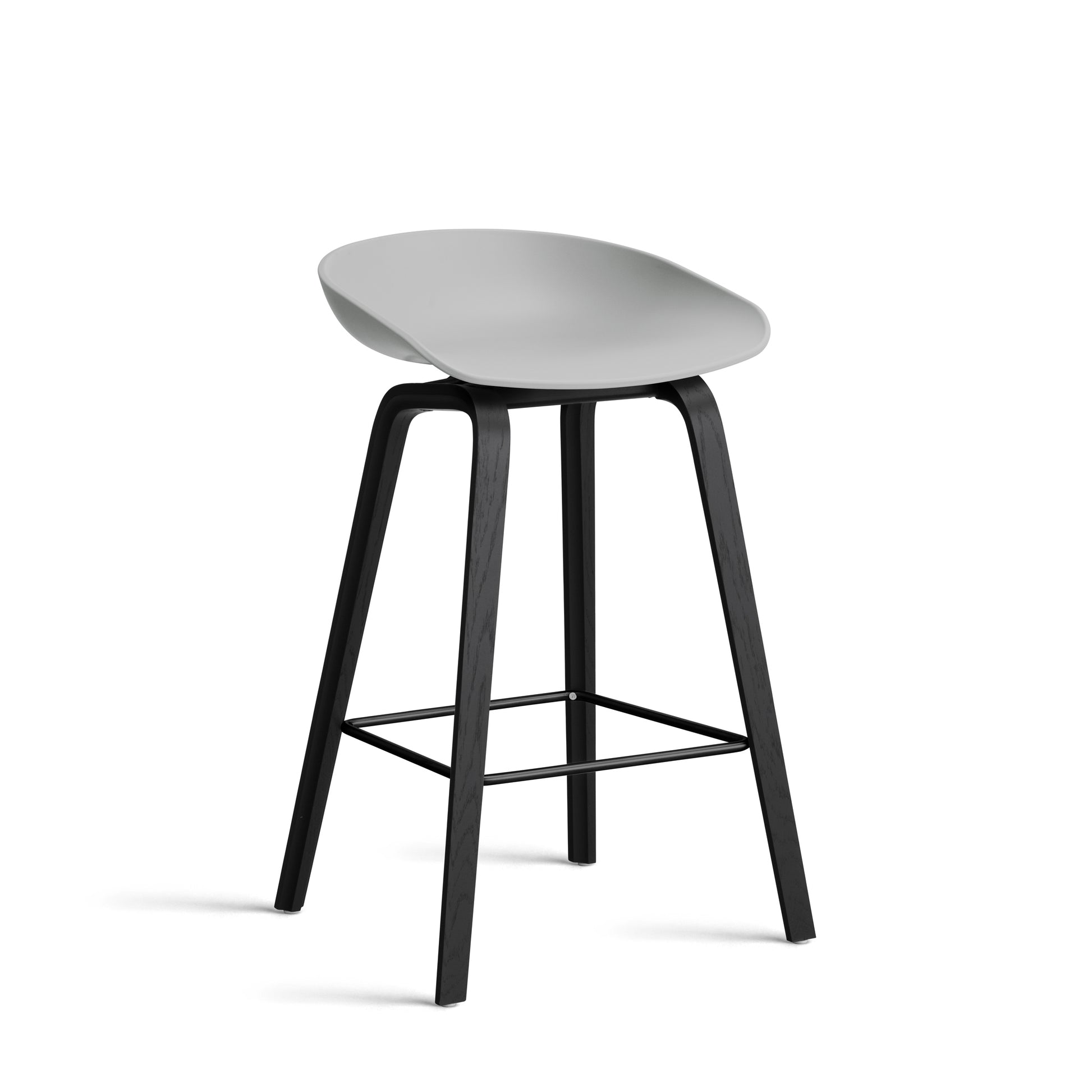 About A Stool Aas 32 by Hay #Polypropylene | Concrete Grey/Oak | Black Water-Based Lacquered/Black Powder Coated Steel