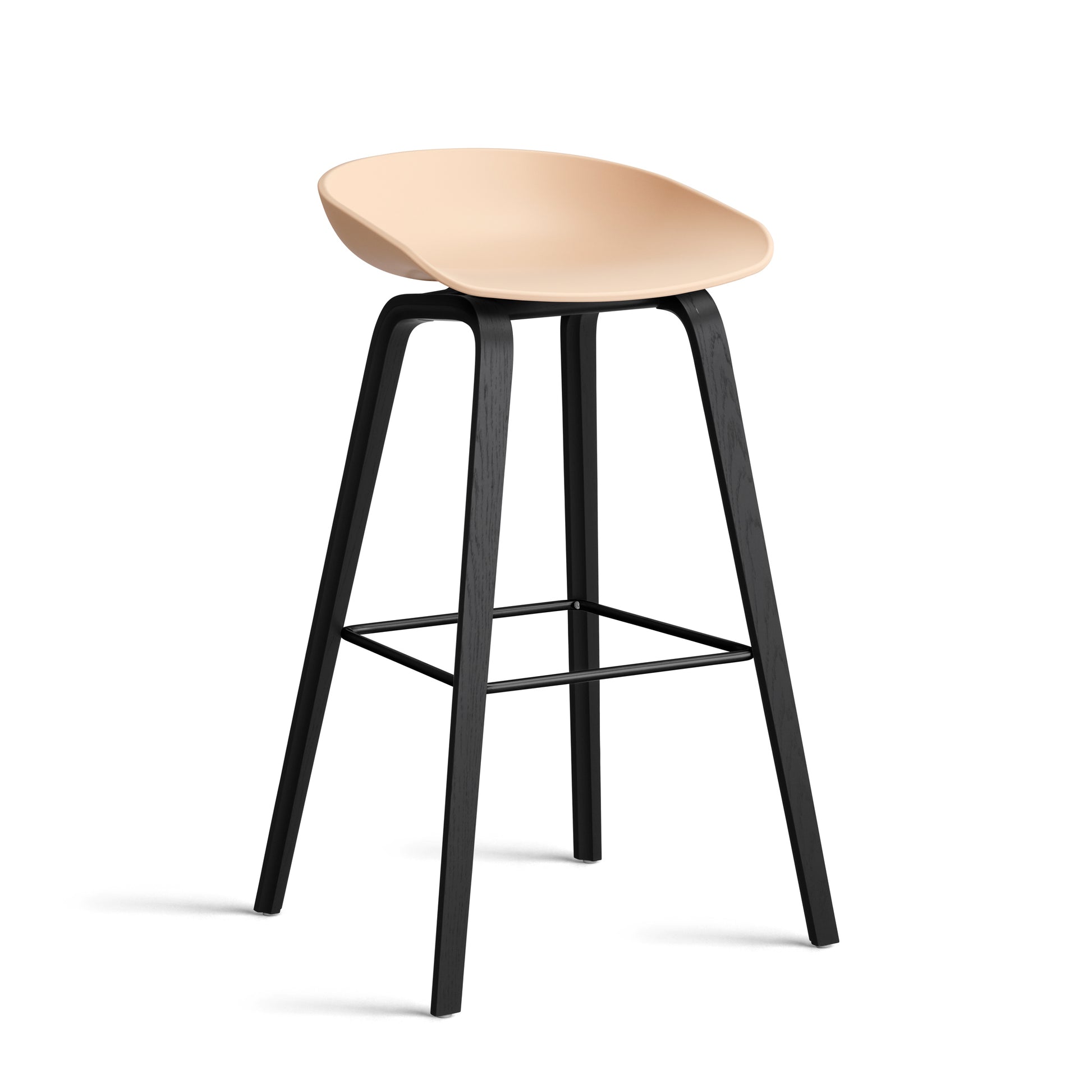 About A Stool Aas 32 by Hay #Polypropylene | Pale Peach/Oak | Black Water-Based Lacquered/Black Powder Coated Steel