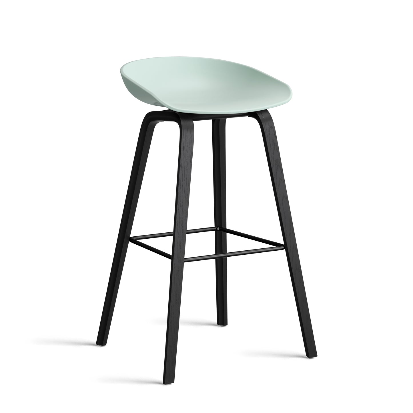 About A Stool Aas 32 by Hay #Polypropylene | Dusty Mint/Oak | Black Water-Based Lacquered/Black Powder Coated Steel