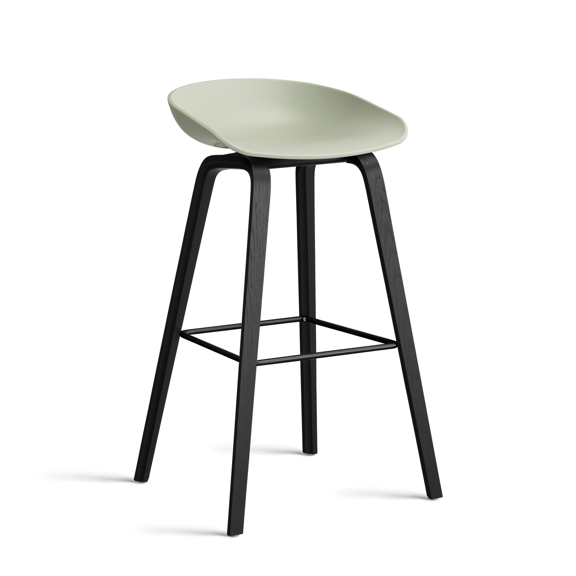 About A Stool Aas 32 by Hay #Polypropylene | Pastel Green/Oak | Black Water-Based Lacquered/Black Powder Coated Steel