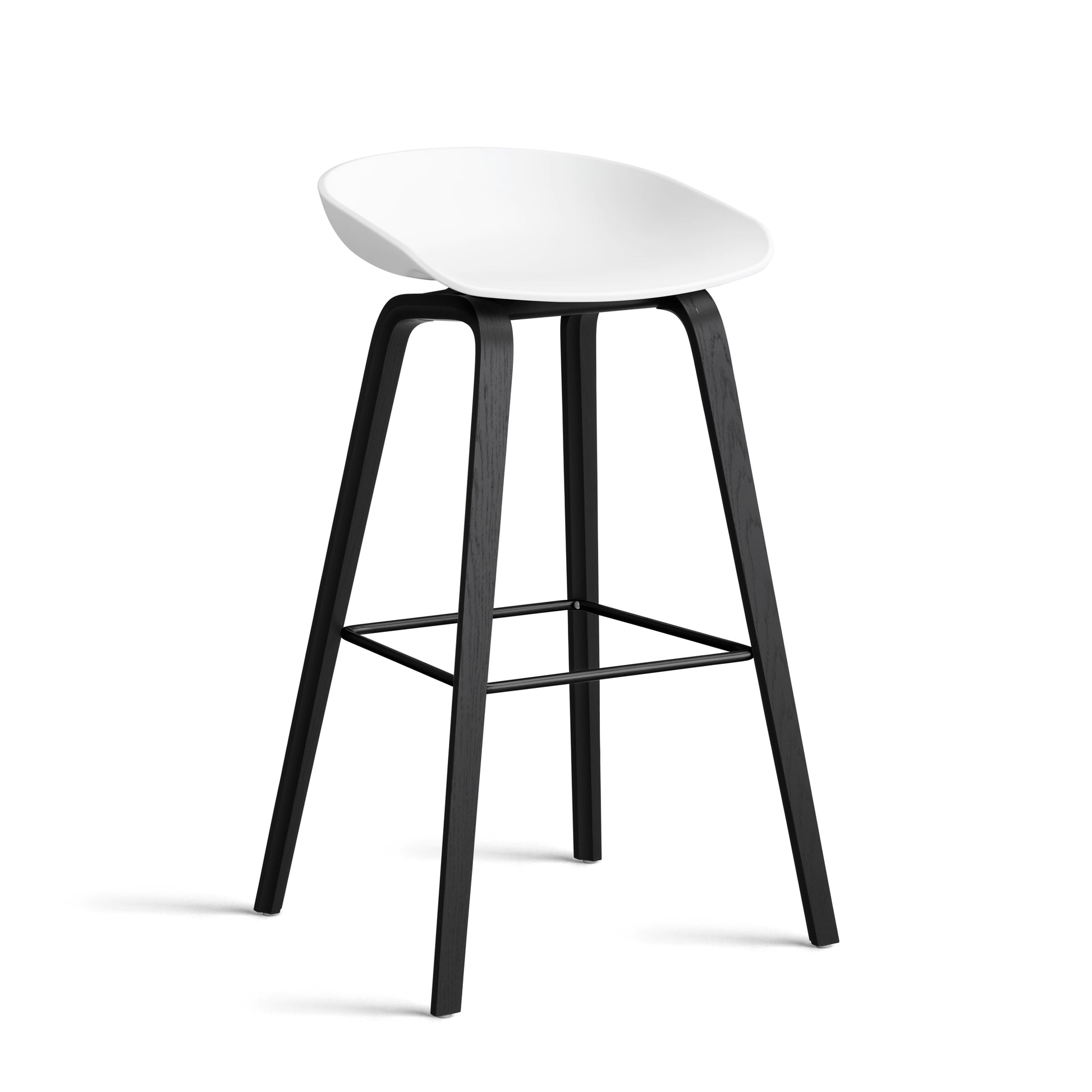 About A Stool Aas 32 by Hay #Polypropylene | White/Oak | Black Water-Based Lacquered/Black Powder Coated Steel