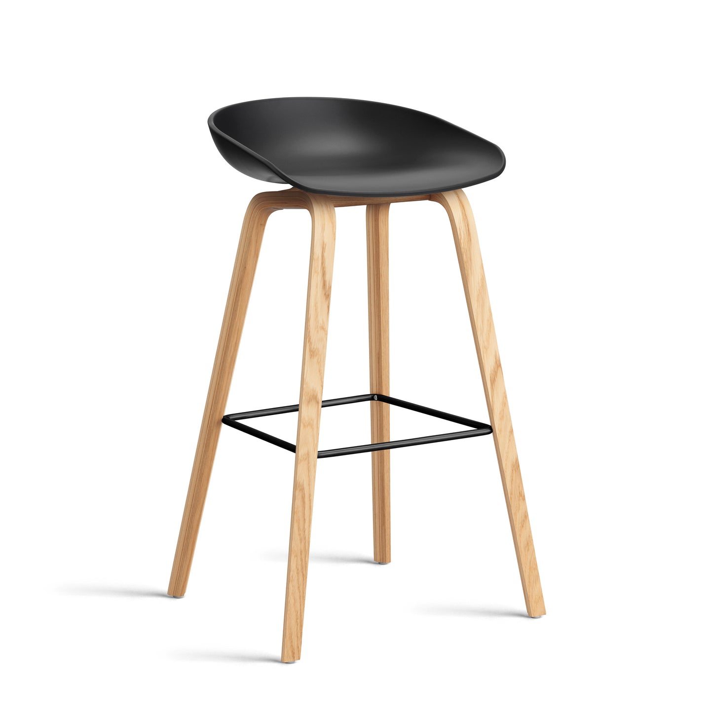 About A Stool Aas 32 by Hay #Polypropylene | Black/Oak | Water-Based Lacquered/Black Powder Coated Steel