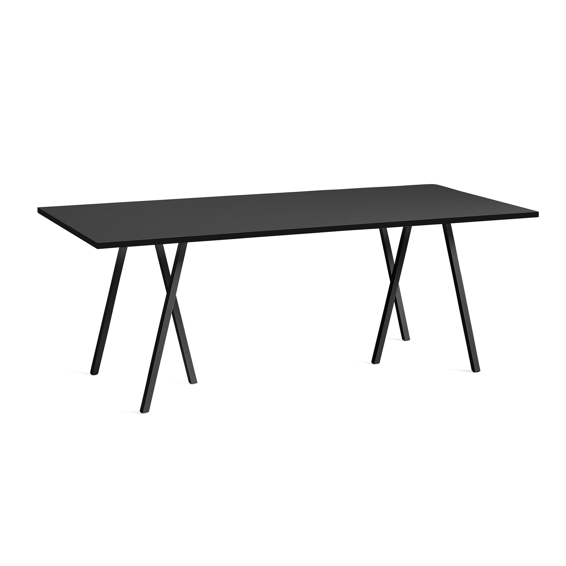 Loop Stand Table by Hay #W200 x L92 x H74 / Black Powder coated Steel / Black Linoleum