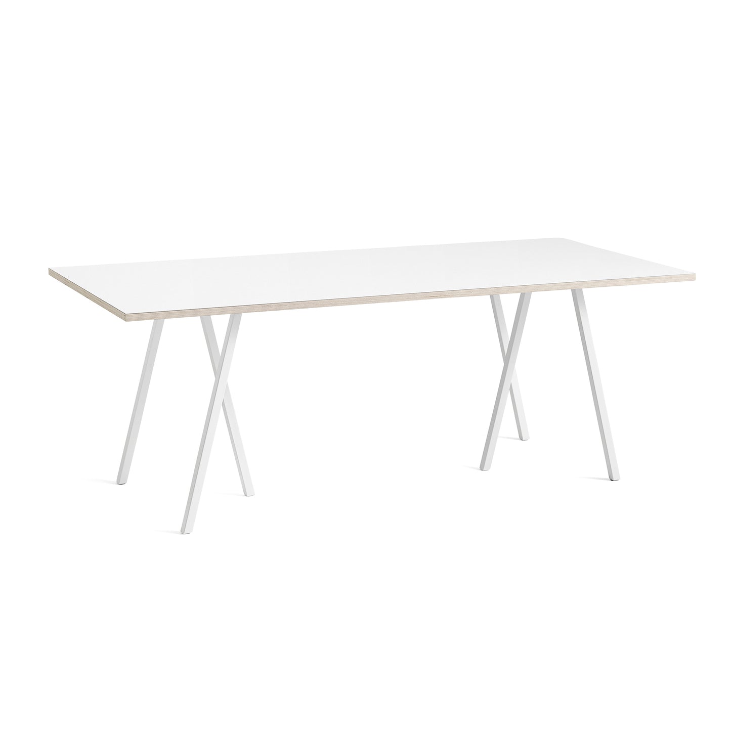 Loop Stand Table by Hay #W200 x L92 x H74 / White Powder coated Steel / White Laminate