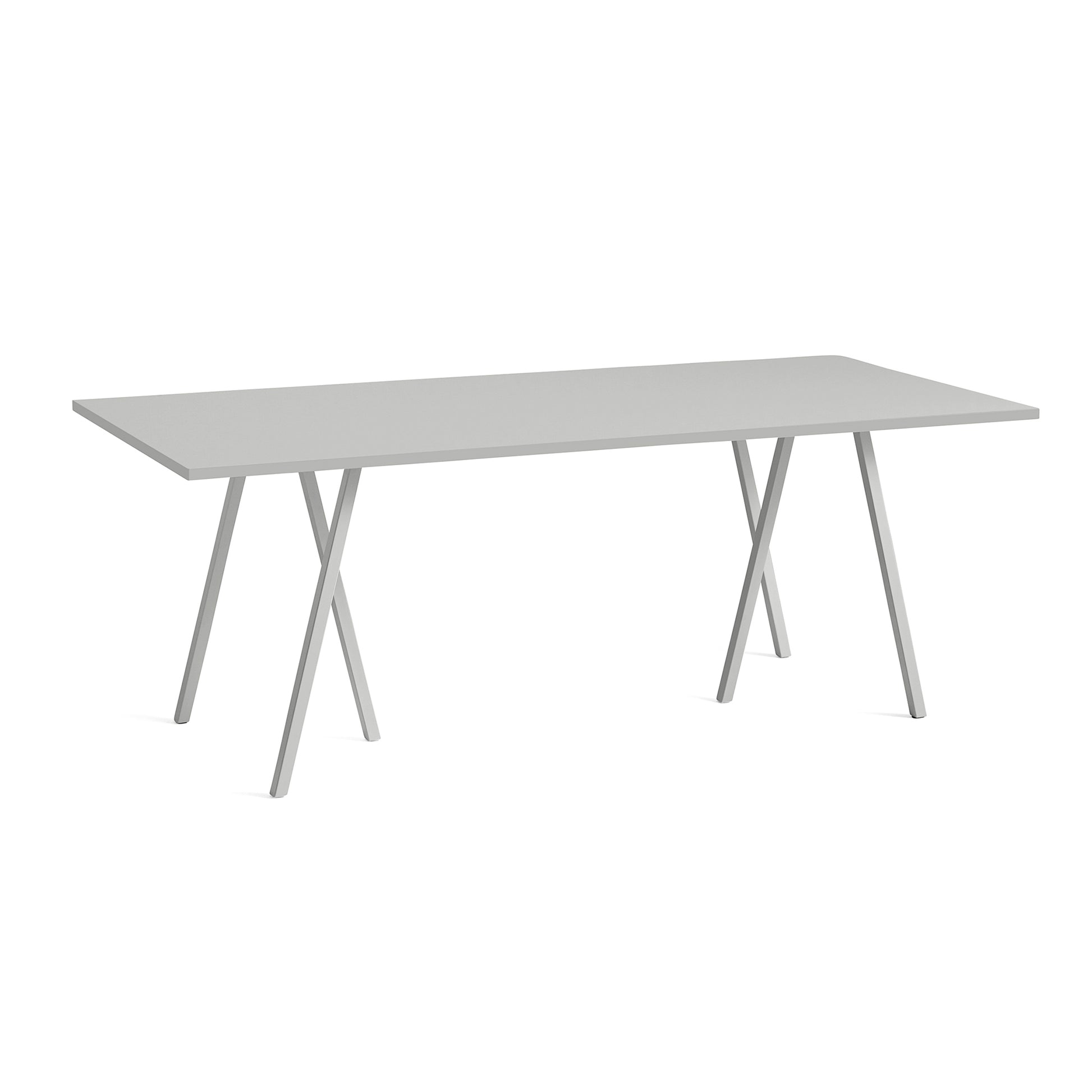 Loop Stand Table by Hay #W200 x L92 x H74 / Grey Powder coated Steel / Grey Linoleum