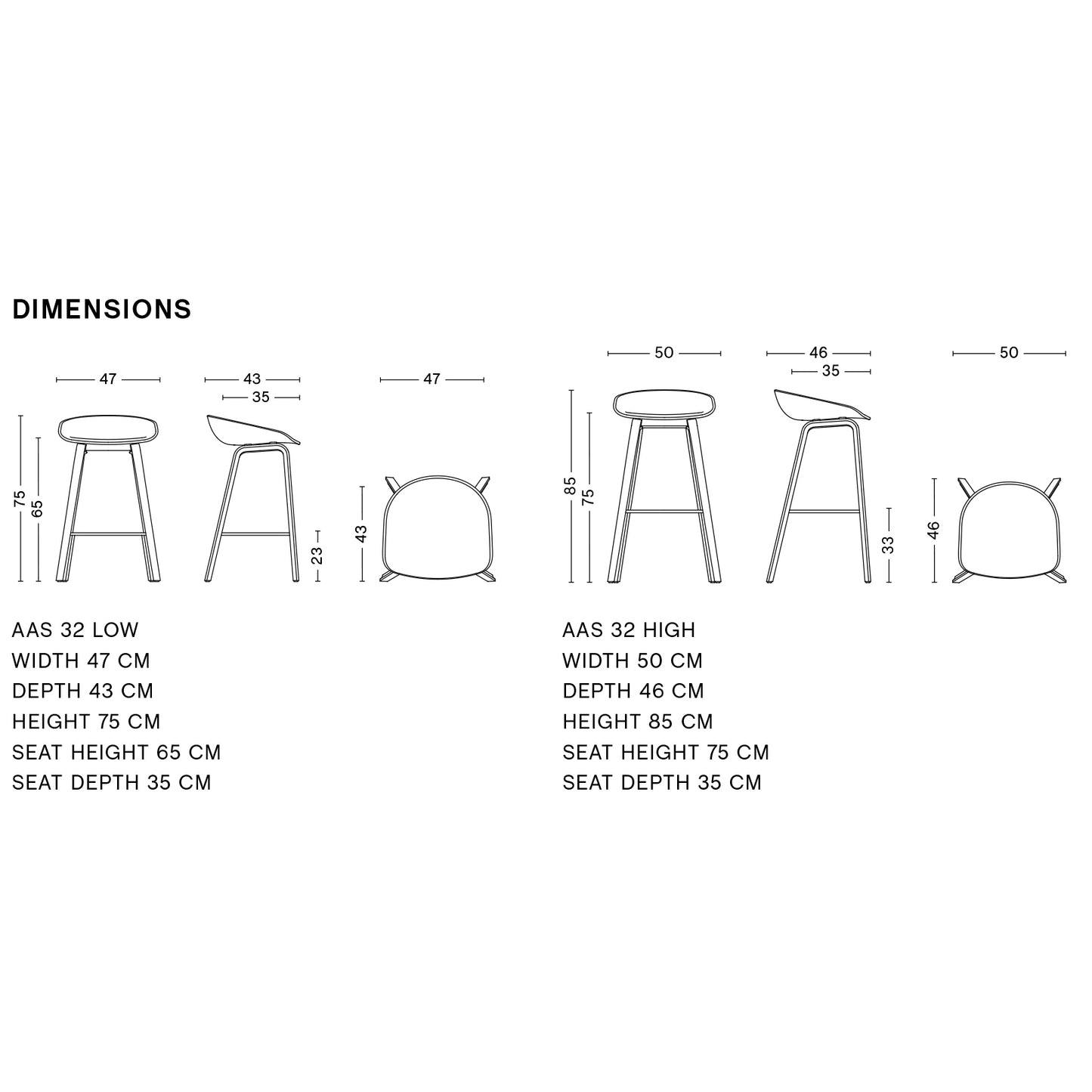 About A Stool AAS 32 (Seat Height - 75 cm)