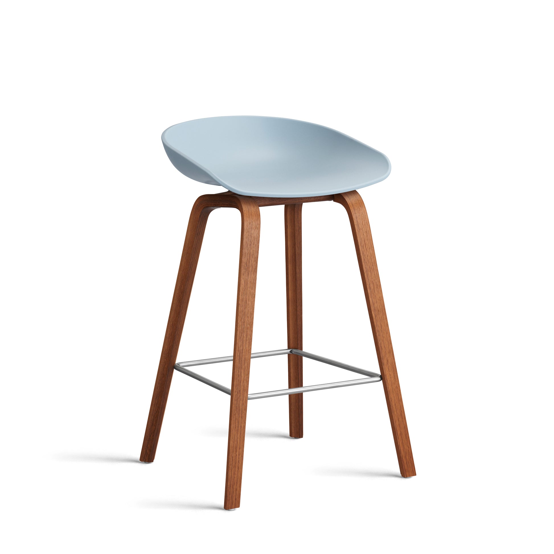 About A Stool Aas 32 by Hay #Polypropylene | Slate Blue/Walnut | Water-Based Lacquered/Stainless Steel