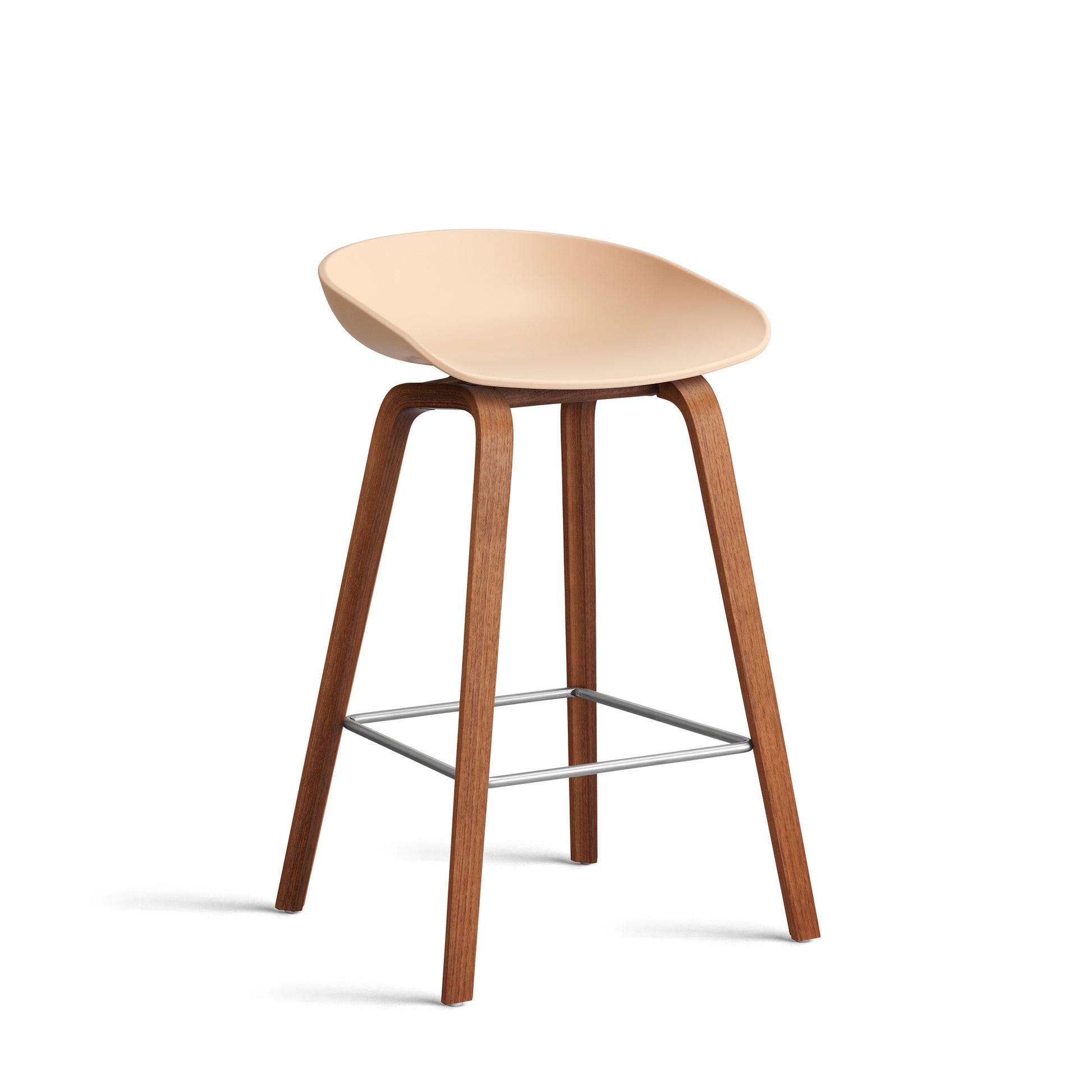 About A Stool Aas 32 by Hay #Polypropylene | Pale Peach/Walnut | Water-Based Lacquered/Stainless Steel