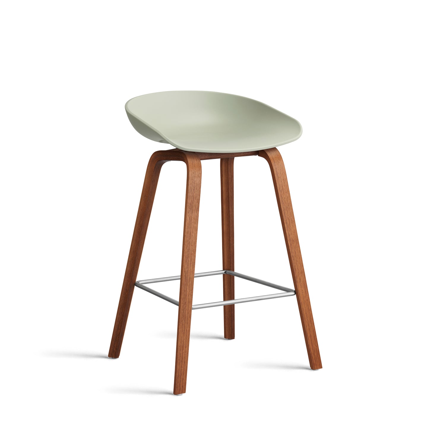 About A Stool Aas 32 by Hay #Polypropylene | Pastel Green/Walnut | Water-Based Lacquered/Stainless Steel