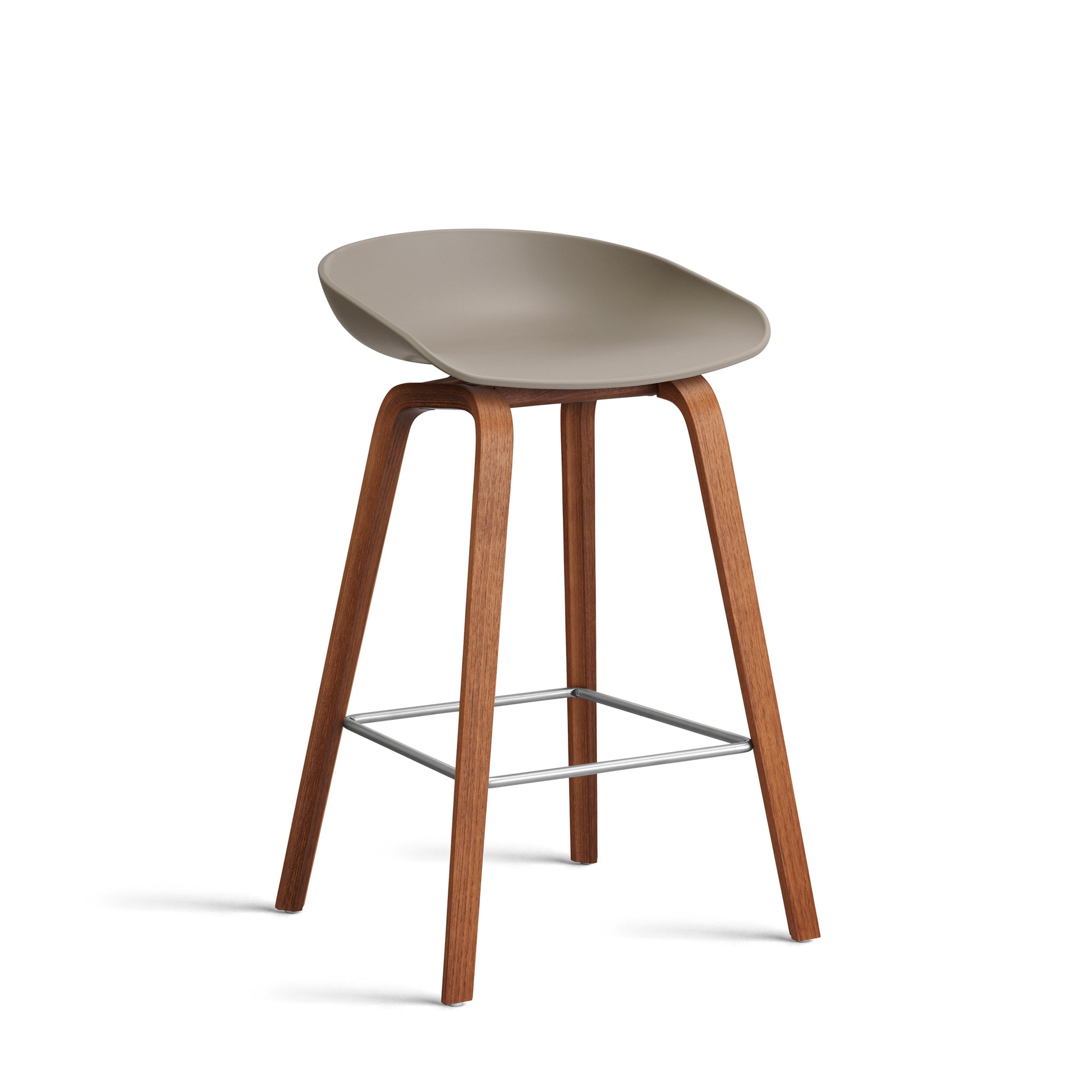 About A Stool Aas 32 by Hay #Polypropylene | Khaki/Walnut | Water-Based Lacquered/Stainless Steel