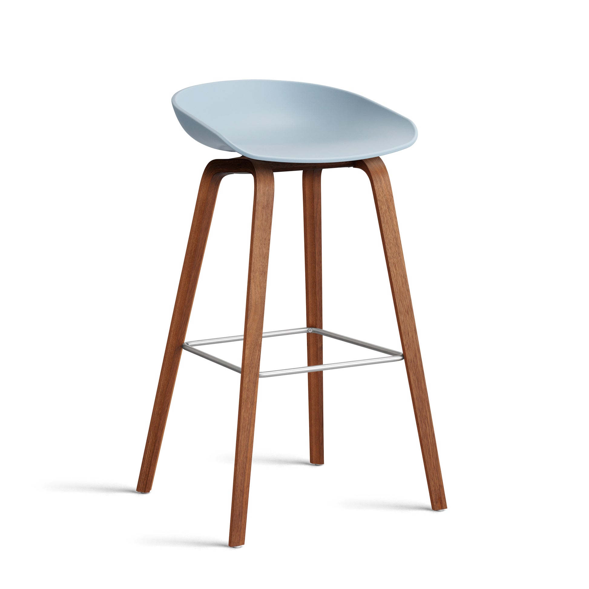 About A Stool Aas 32 by Hay #Polypropylene | Slate Blue/Walnut | Water-Based Lacquered/Stainless Steel