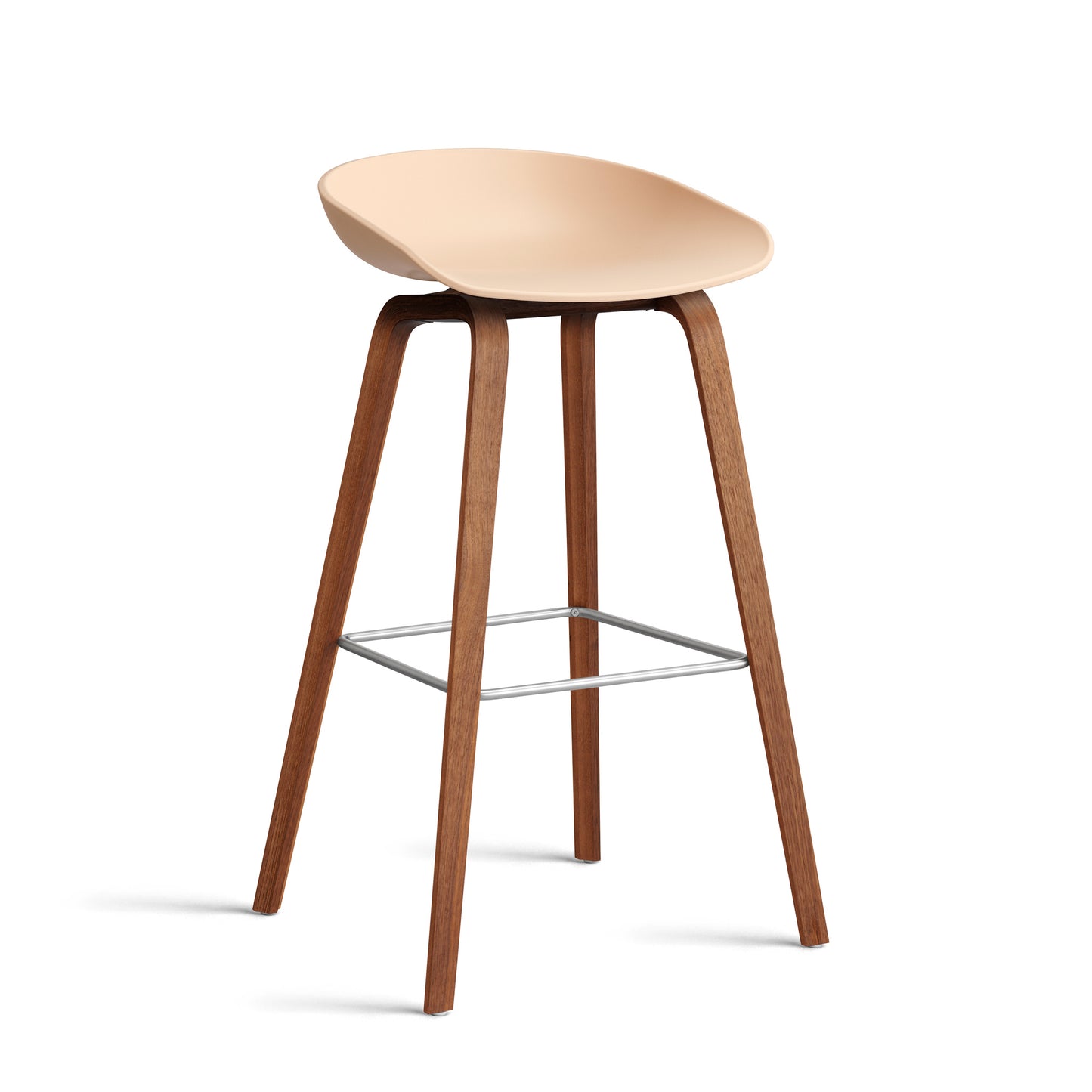 About A Stool Aas 32 by Hay #Polypropylene | Pale Peach/Walnut | Water-Based Lacquered/Stainless Steel