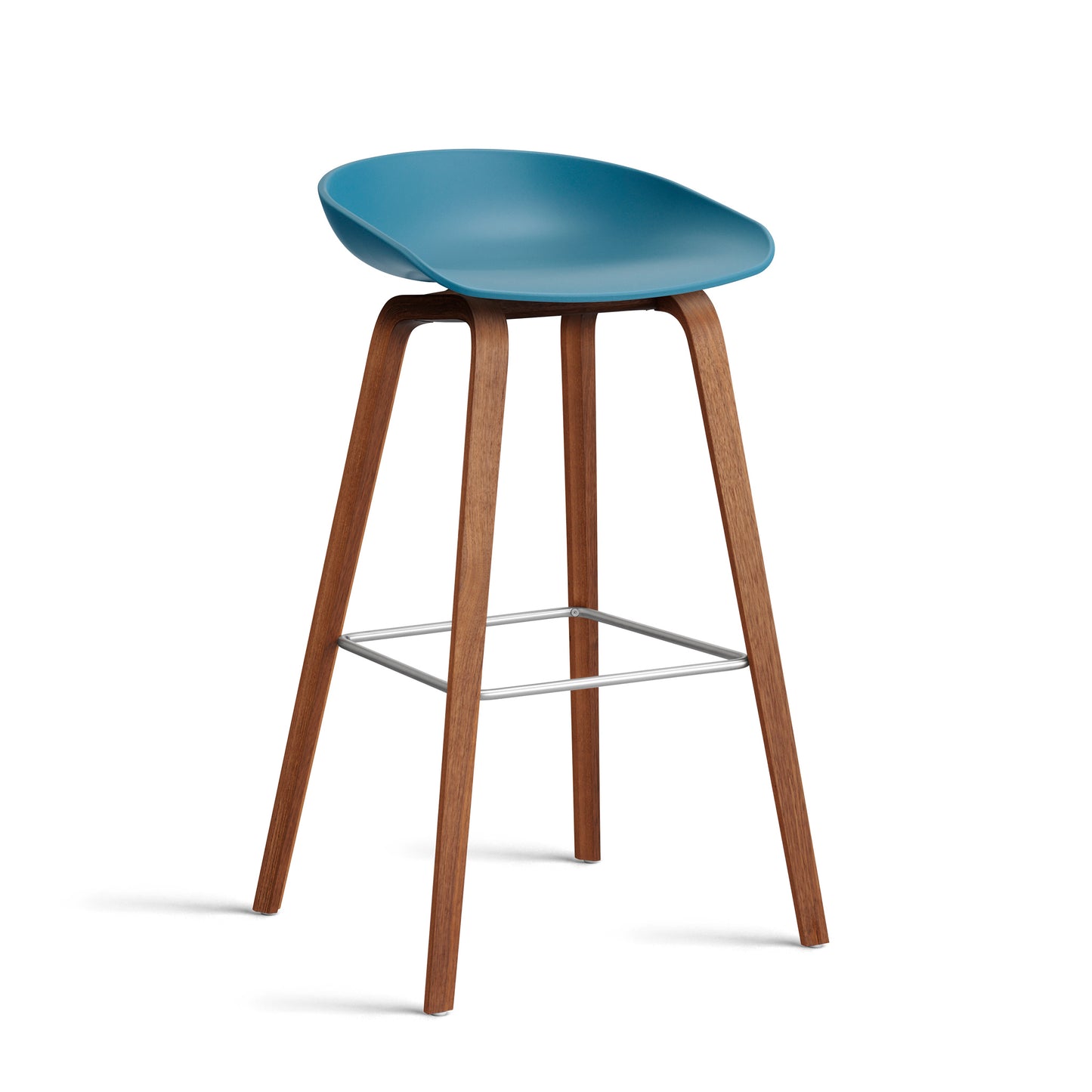 About A Stool Aas 32 by Hay #Polypropylene | Azure Blue/Walnut | Water-Based Lacquered/Stainless Steel