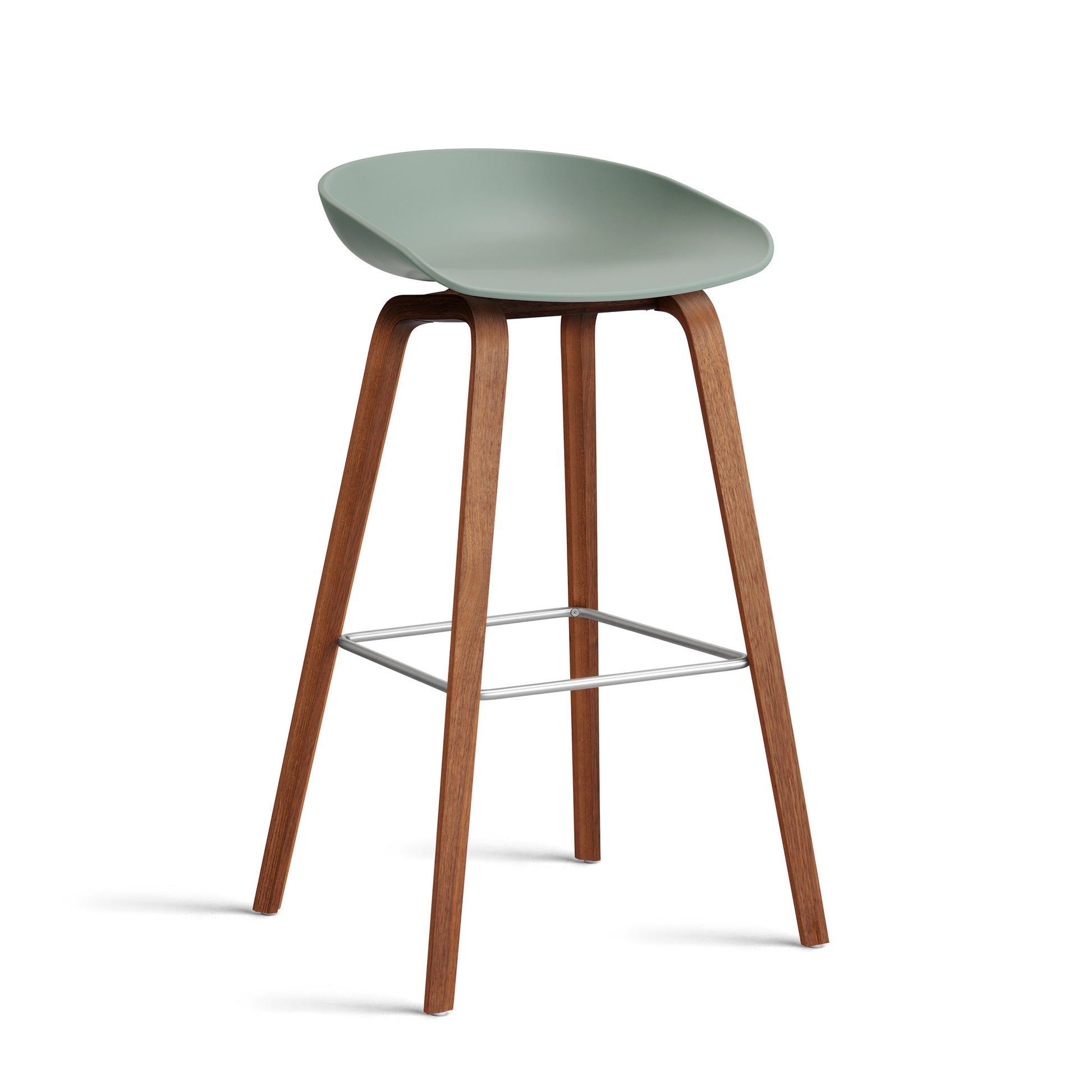 About A Stool Aas 32 by Hay #Polypropylene | Fall Green/Walnut | Water-Based Lacquered/Stainless Steel