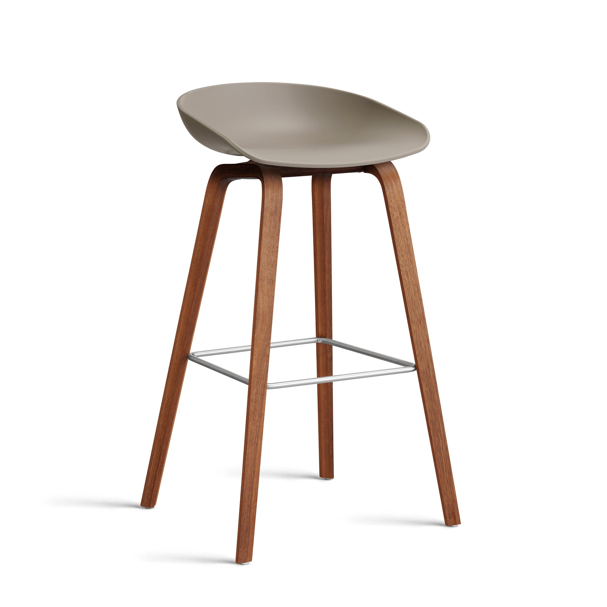 About A Stool Aas 32 by Hay #Polypropylene | Khaki/Walnut | Water-Based Lacquered/Stainless Steel