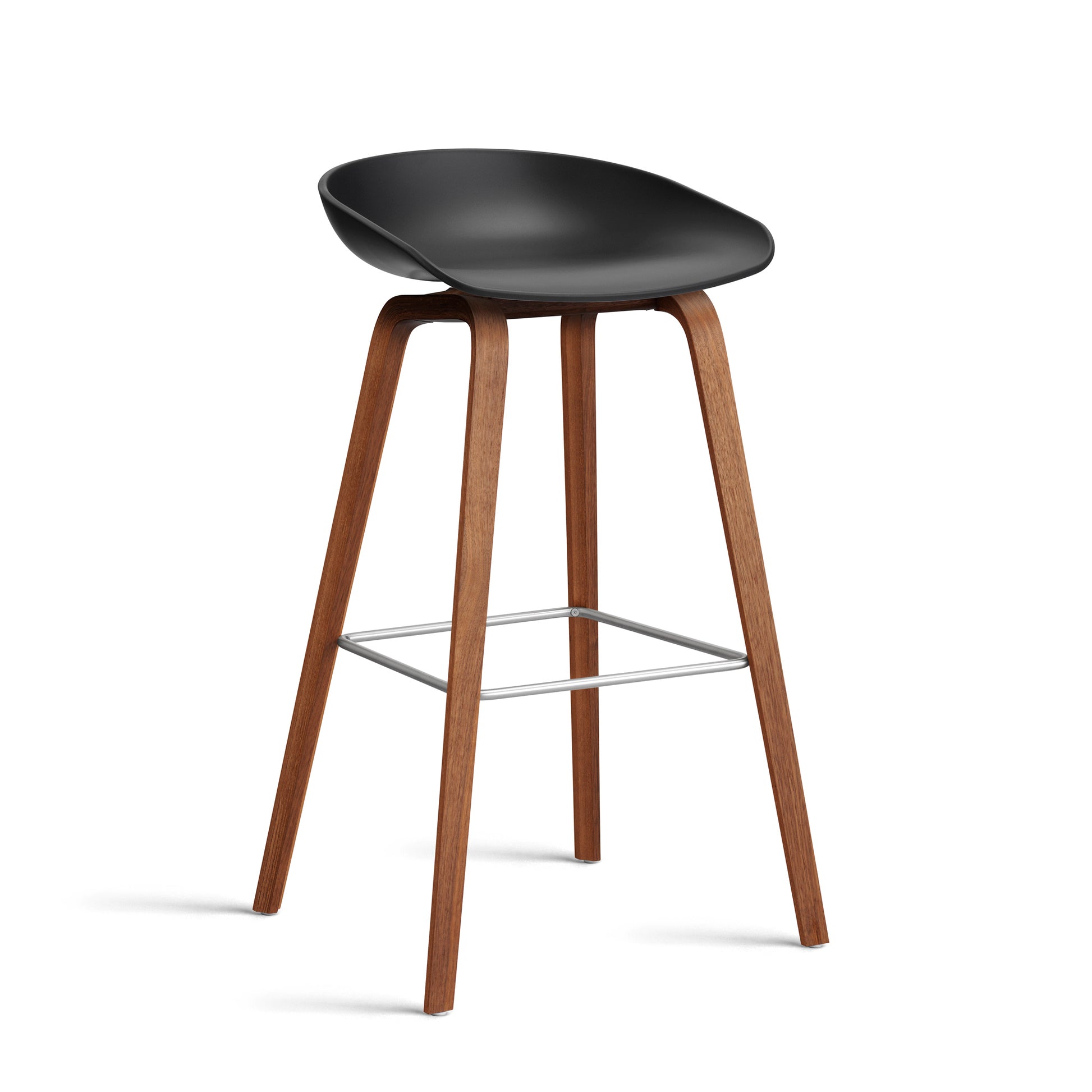 About A Stool Aas 32 by Hay #Polypropylene | Black/Walnut | Water-Based Lacquered/Stainless Steel