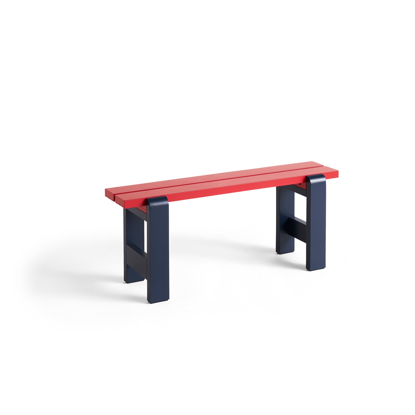 Weekday Bench Duo by Hay #H45 x W111 x L23 / Wine red Water-based lacquered Solid pinewood / Steel blue Water-based lacquered Solid pinewood