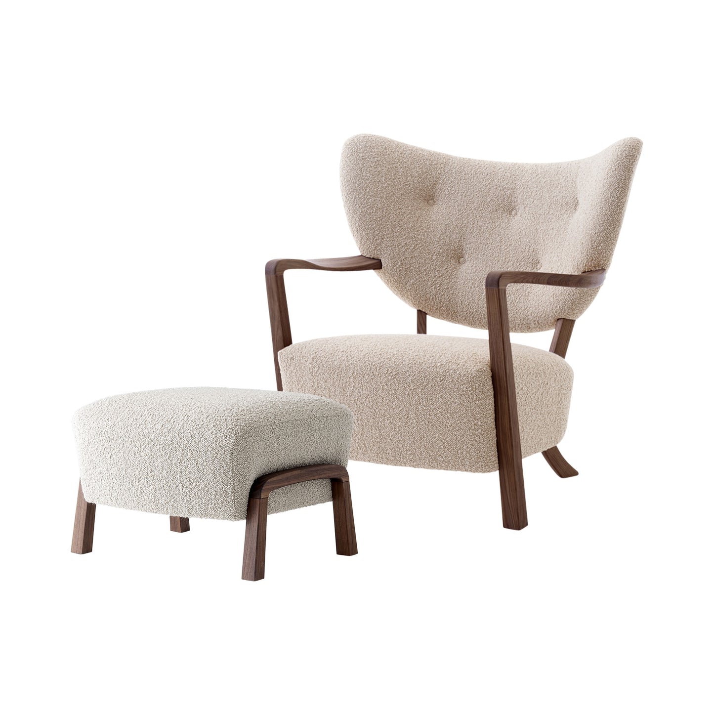 Wulff ATD2 Armchair Incl. ATD3 Pouf by &tradition #Karakorum 003/Walnut