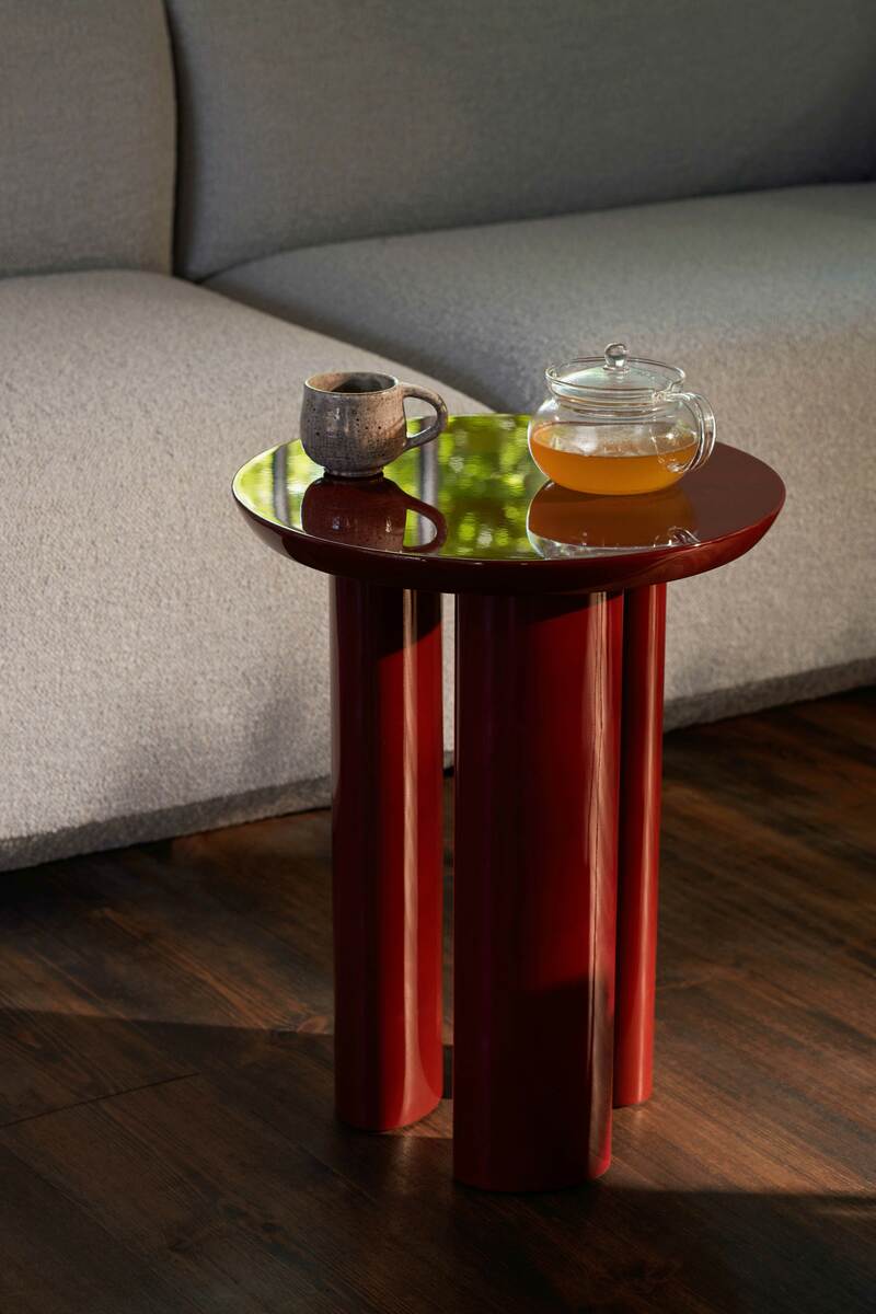 Tung JA3 side table, burgundy red