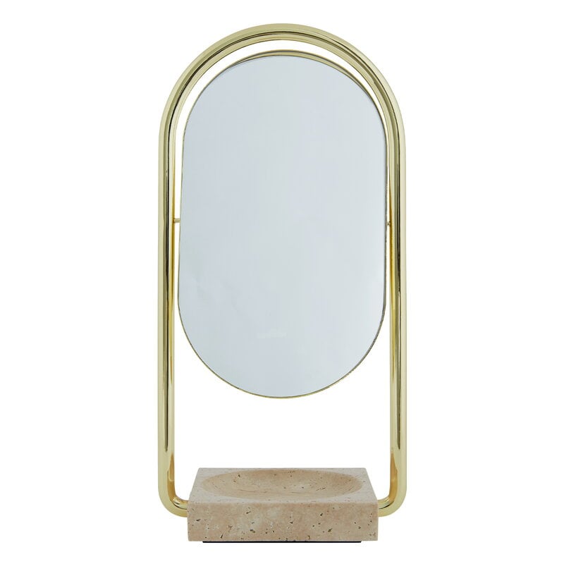 Angui table mirror by AYTM #travertine - gold #