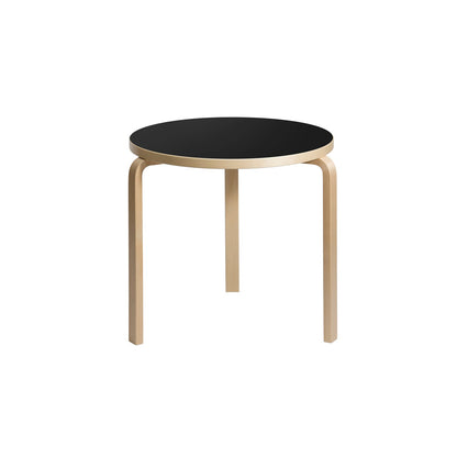 [국내재고/B급] AALTO 90B - Round wooden table / Top-Black Linoleum