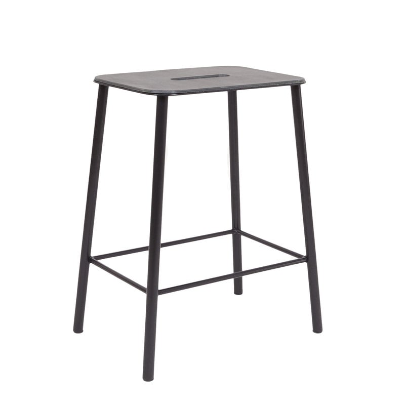 Adam stool by Frama #50 cm, anthracite leather - matt black #